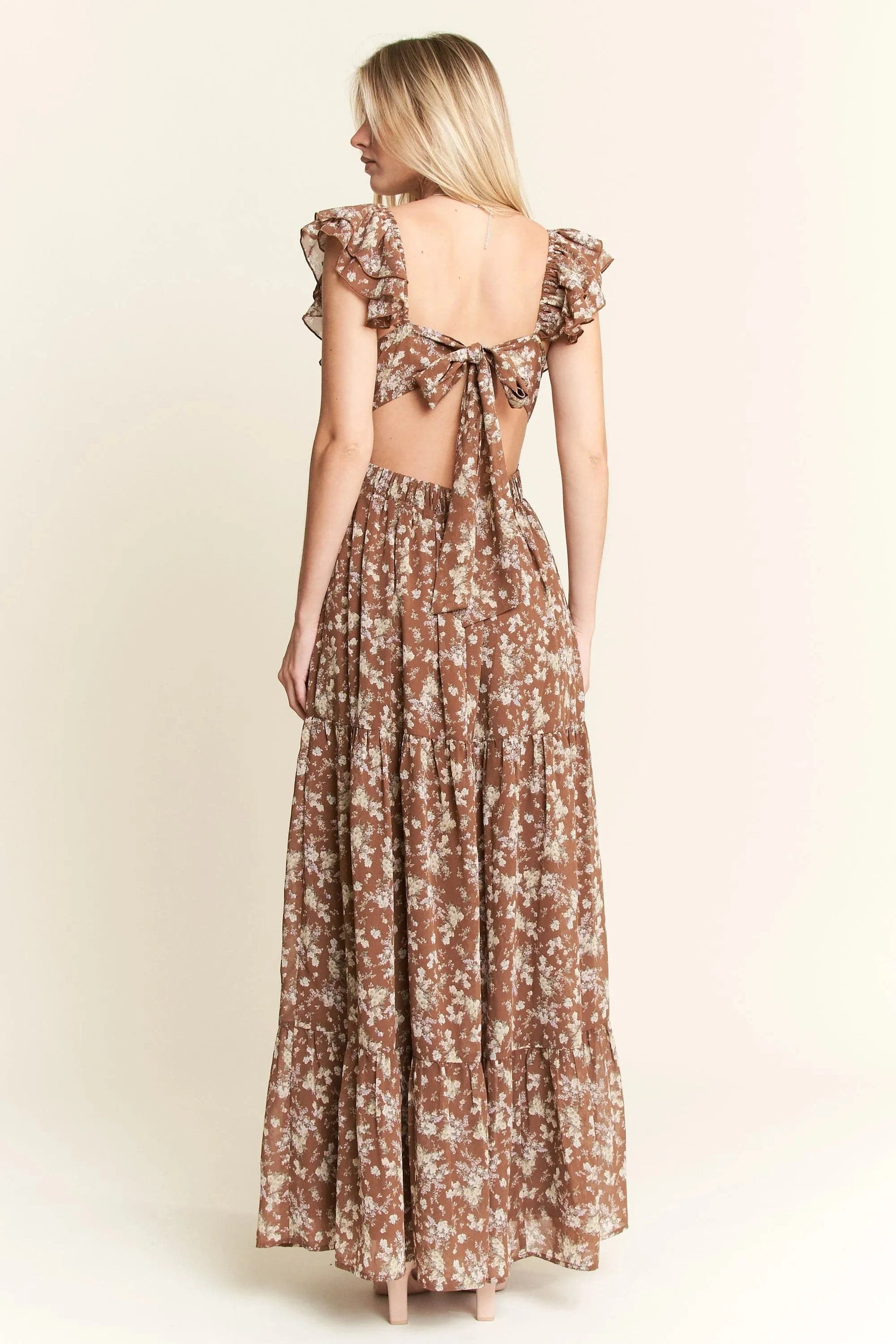 Jade By Jane dresses Jade By Jane Ruffle Sleeve Tiered Maxi Dress