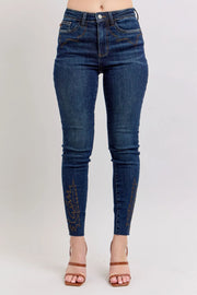 Judy Blue Dark / 0(24) Judy Blue Full Size Embroidered High Rise Skinny Jeans Plus Size