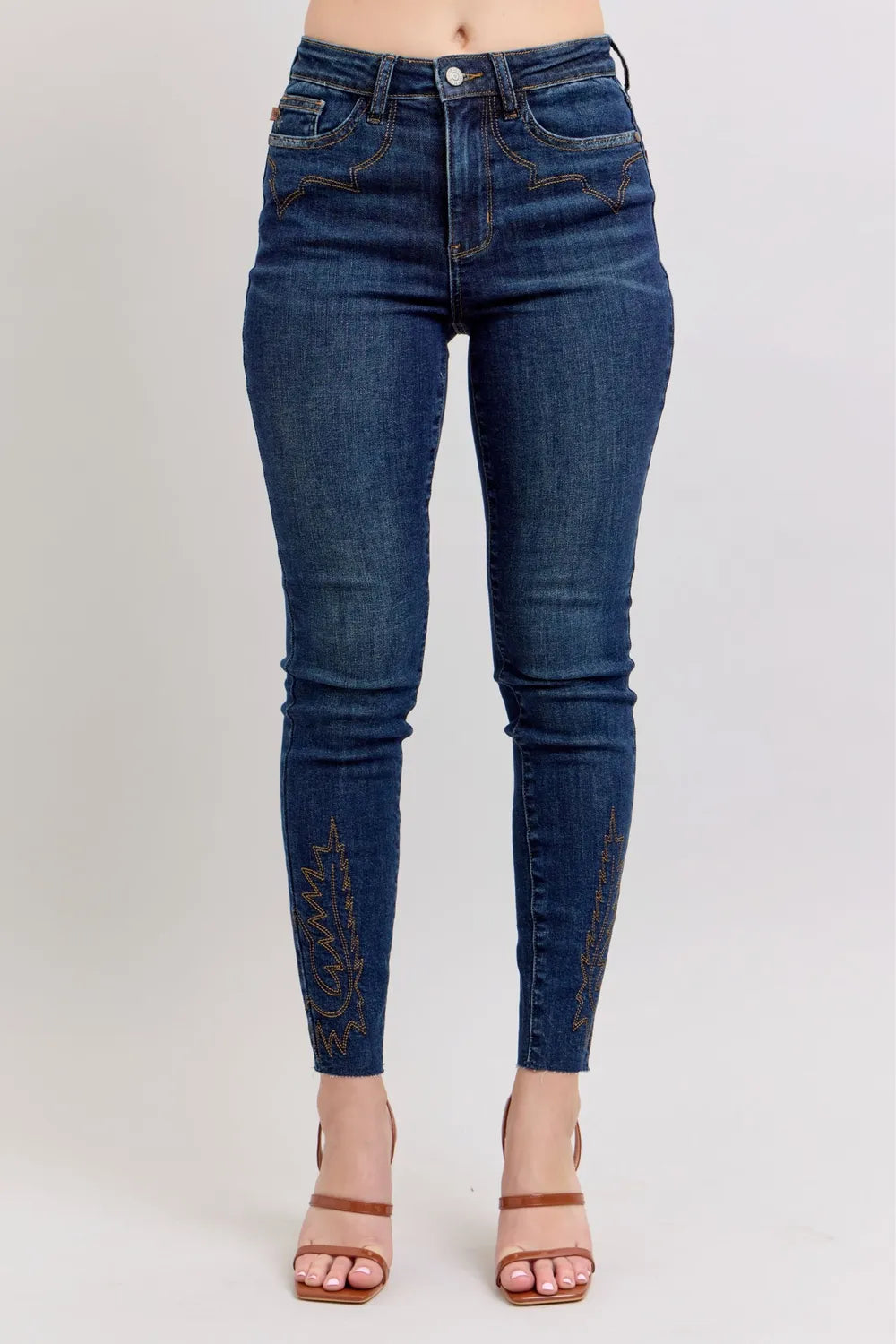 Judy Blue Dark / 0(24) Judy Blue Full Size Embroidered High Rise Skinny Jeans Plus Size