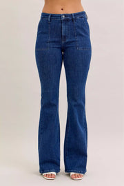 Judy Blue DK / 0/24 Judy Blue High Waist Flare Jeans with Front Patch Pockets