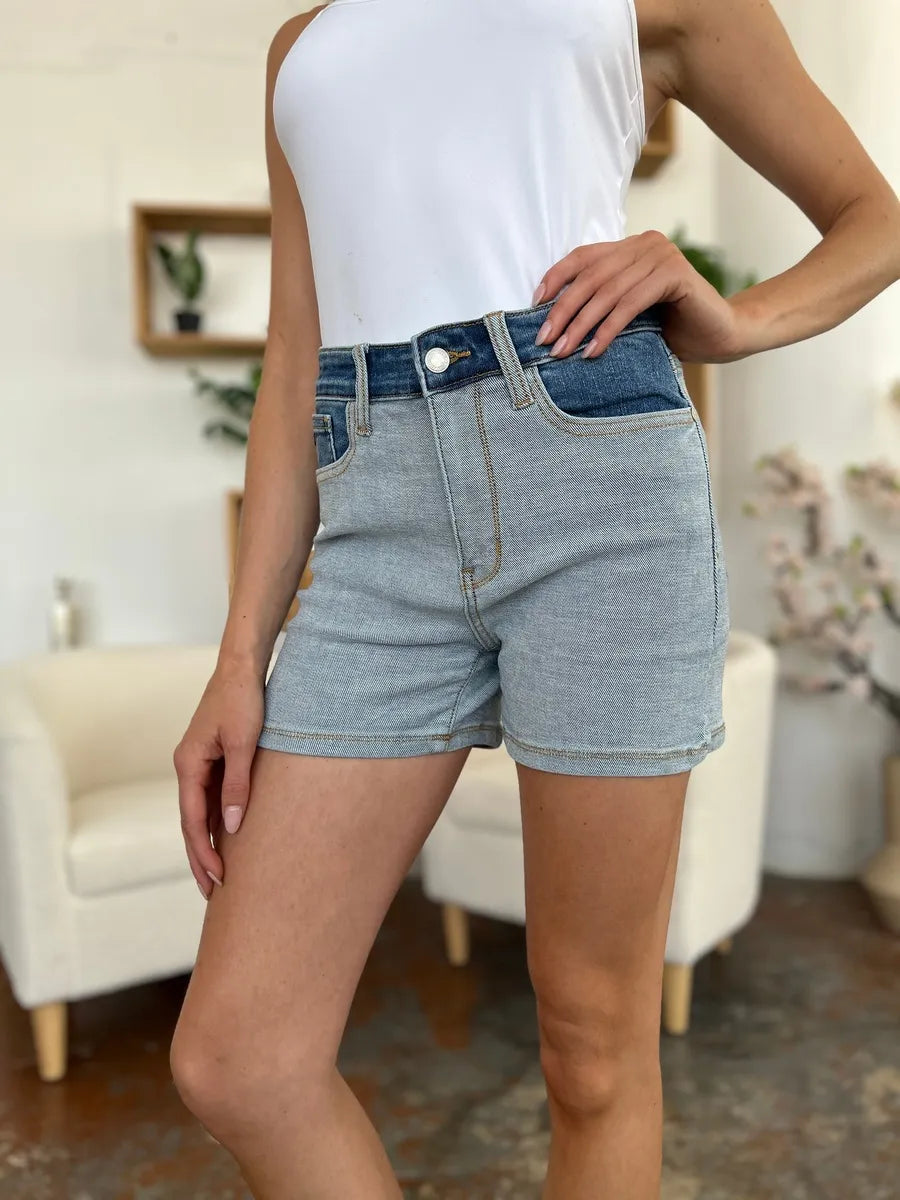 Judy Blue Jeans Judy Blue Full Size Color Block Denim Shorts