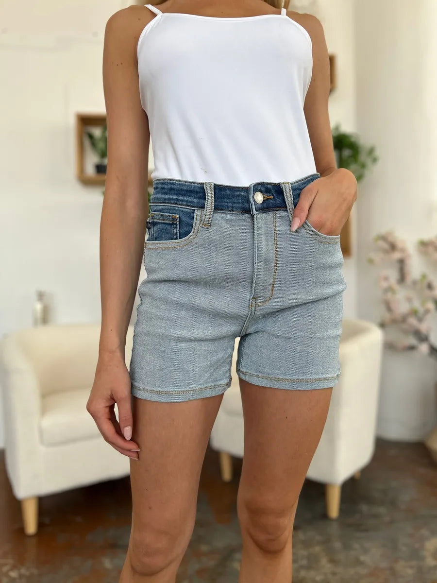 Judy Blue Jeans Judy Blue Full Size Color Block Denim Shorts