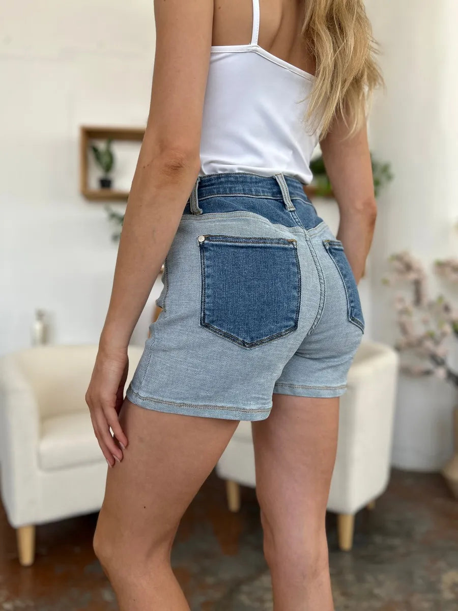 Judy Blue Jeans LT/MD / S Judy Blue Full Size Color Block Denim Shorts