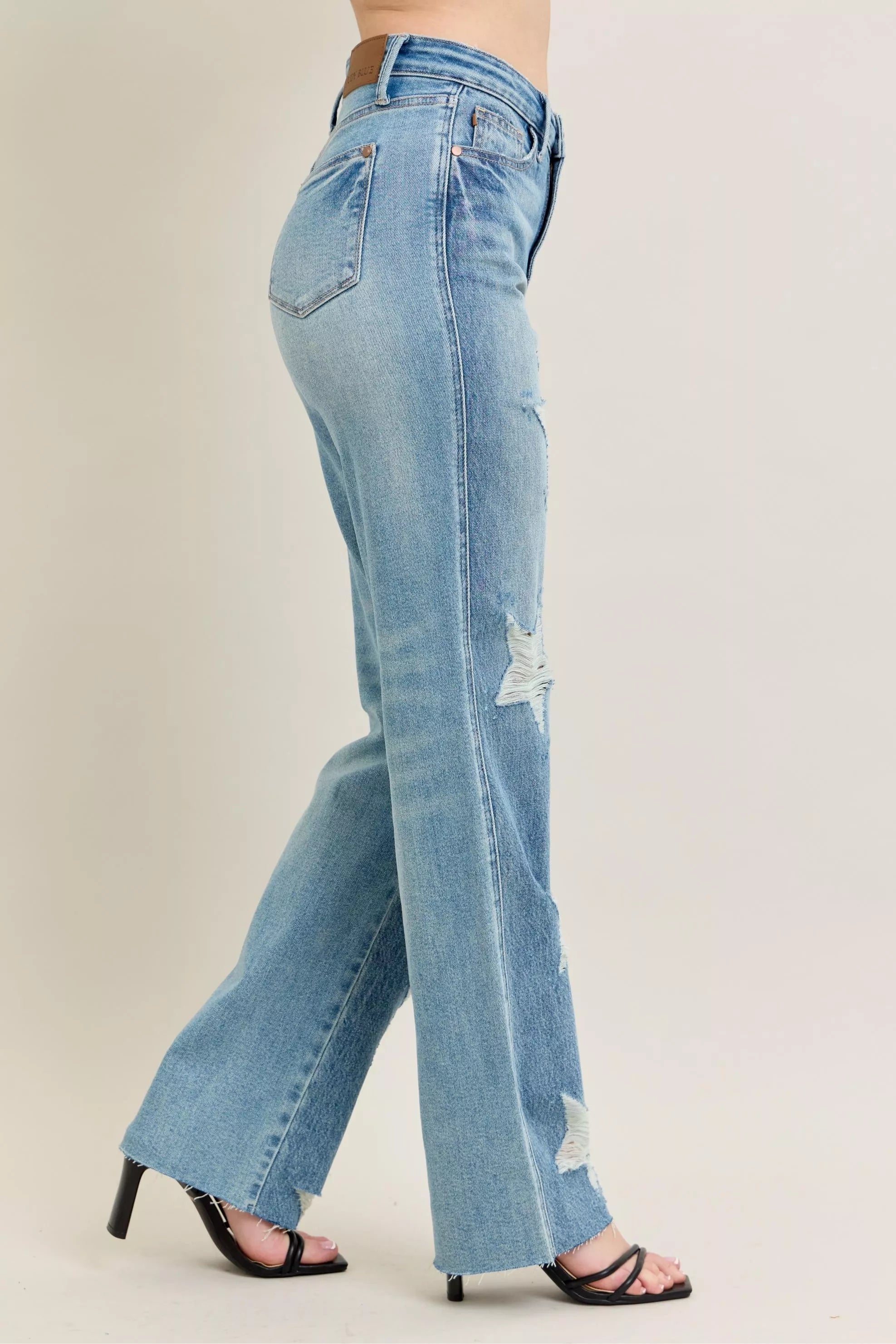 Judy Blue Judy Blue Full Size High Waist  Rigid Magic Star Shaped Destroy 90's Straight Jeans Plus Size