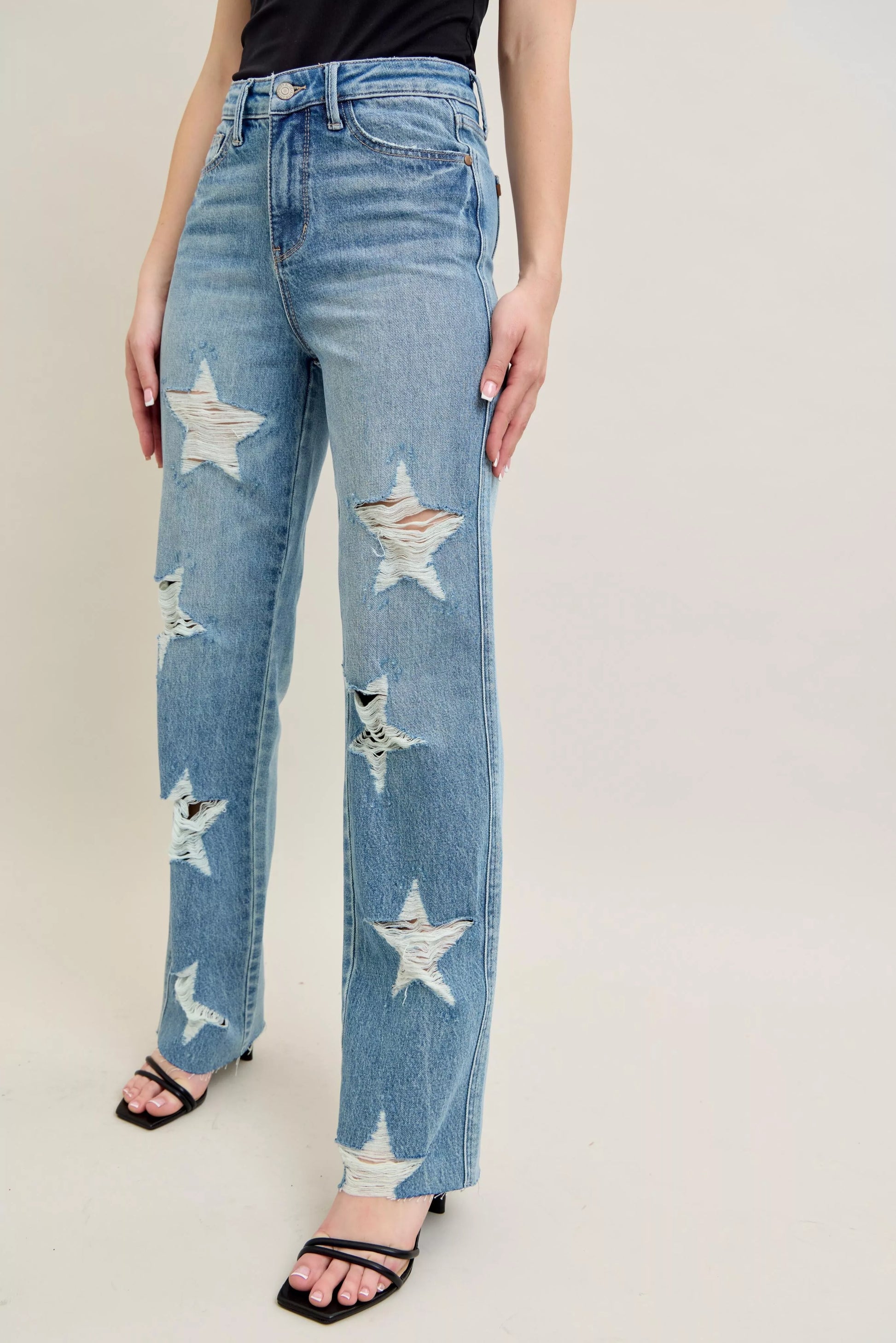 Judy Blue Judy Blue Full Size High Waist  Rigid Magic Star Shaped Destroy 90's Straight Jeans Plus Size