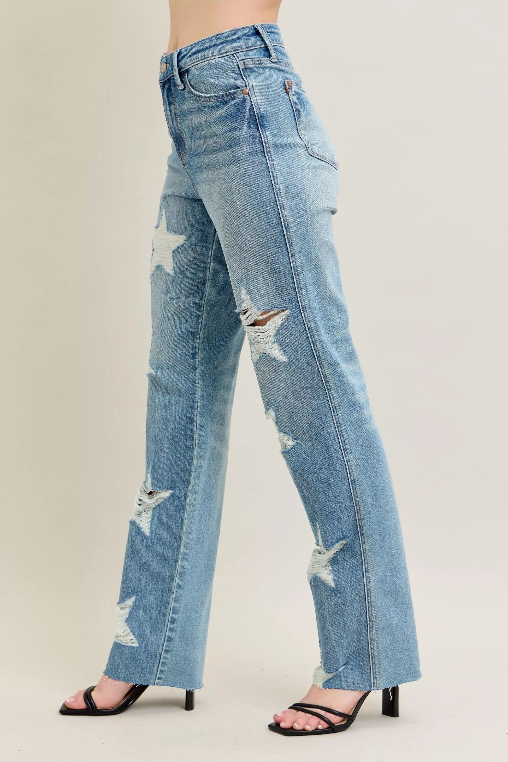 Judy Blue Judy Blue Full Size High Waist  Rigid Magic Star Shaped Destroy 90's Straight Jeans Plus Size