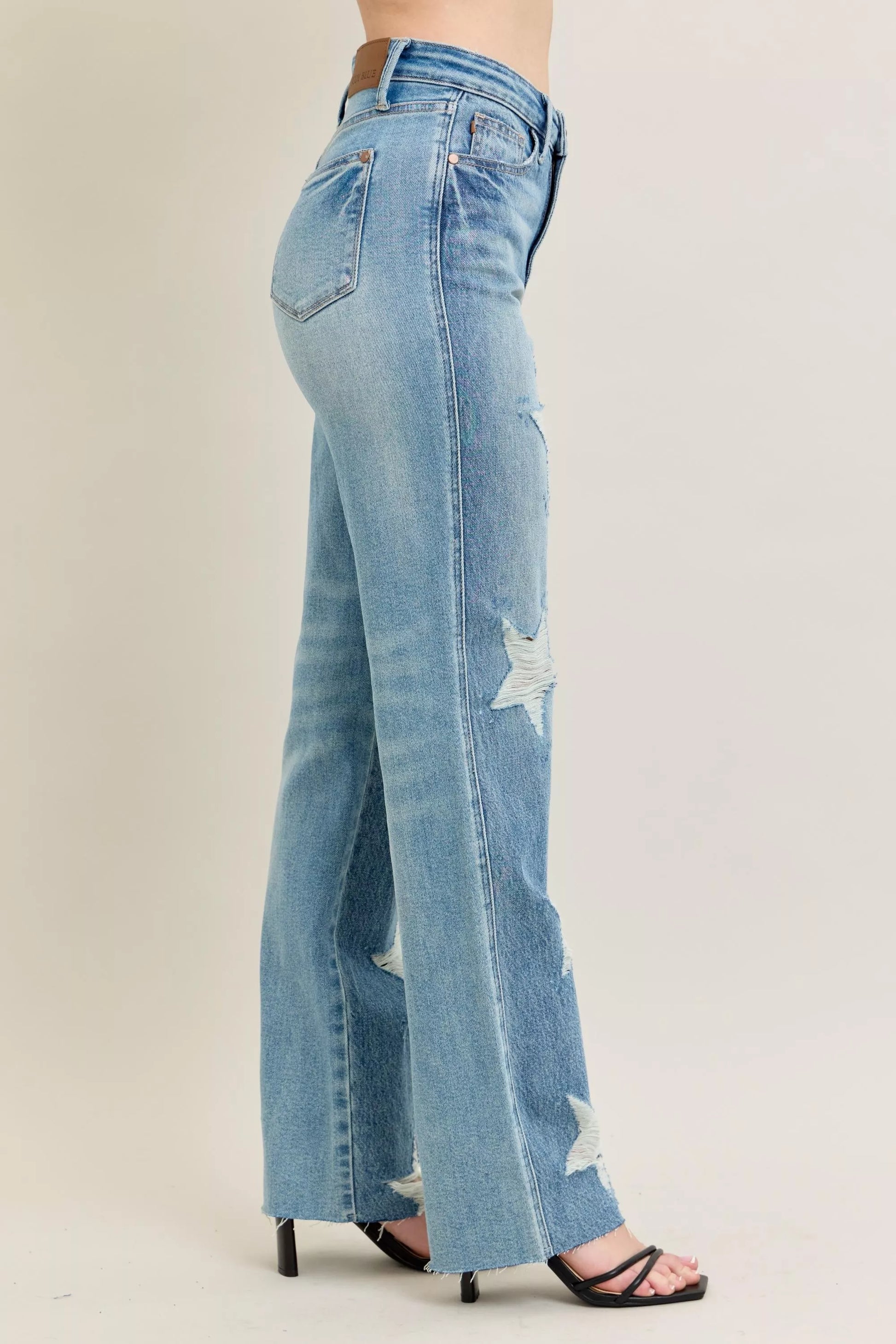 Judy Blue Judy Blue Full Size High Waist  Rigid Magic Star Shaped Destroy 90's Straight Jeans Plus Size