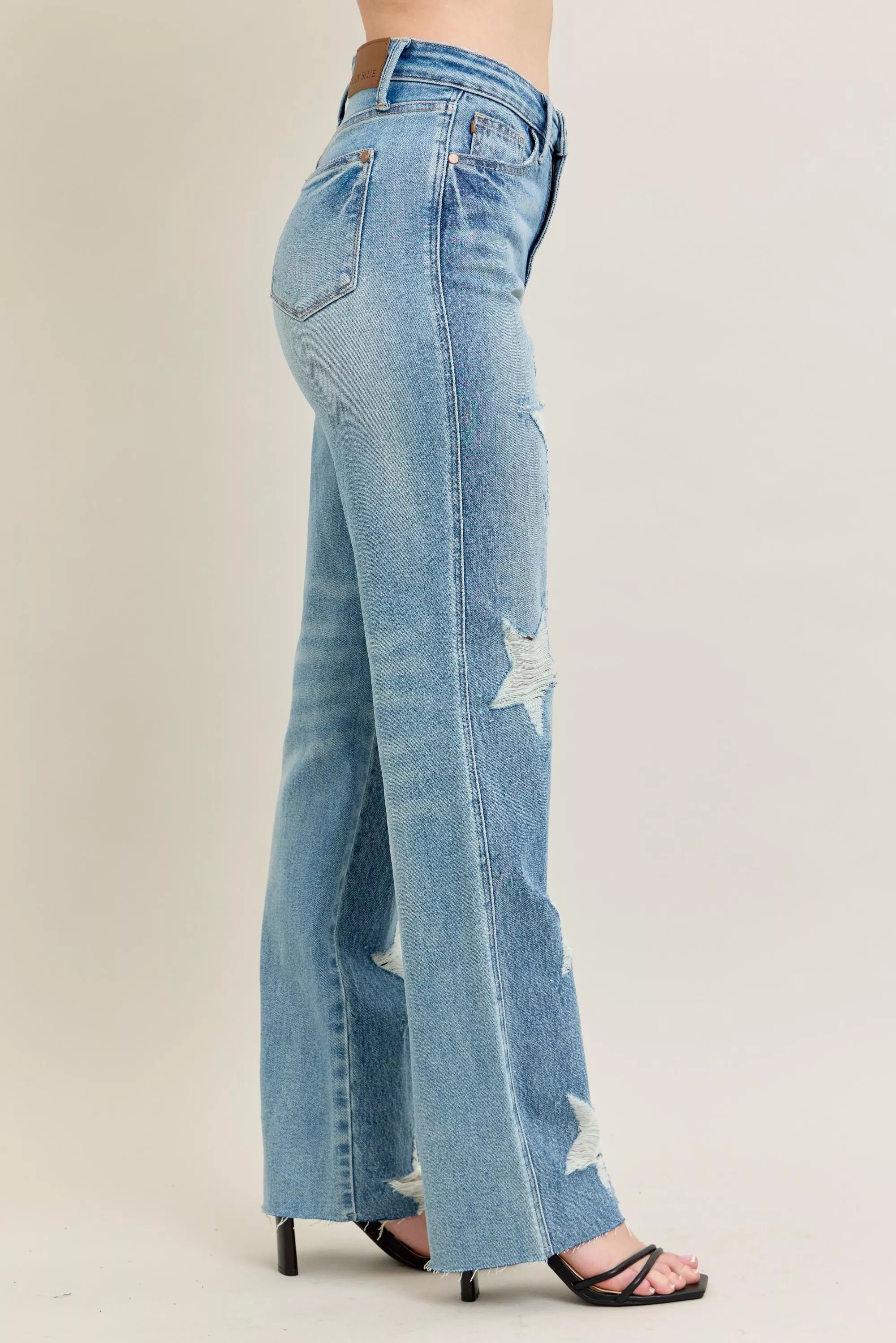Judy Blue Judy Blue Full Size High Waist  Rigid Magic Star Shaped Destroy 90's Straight Jeans Plus Size