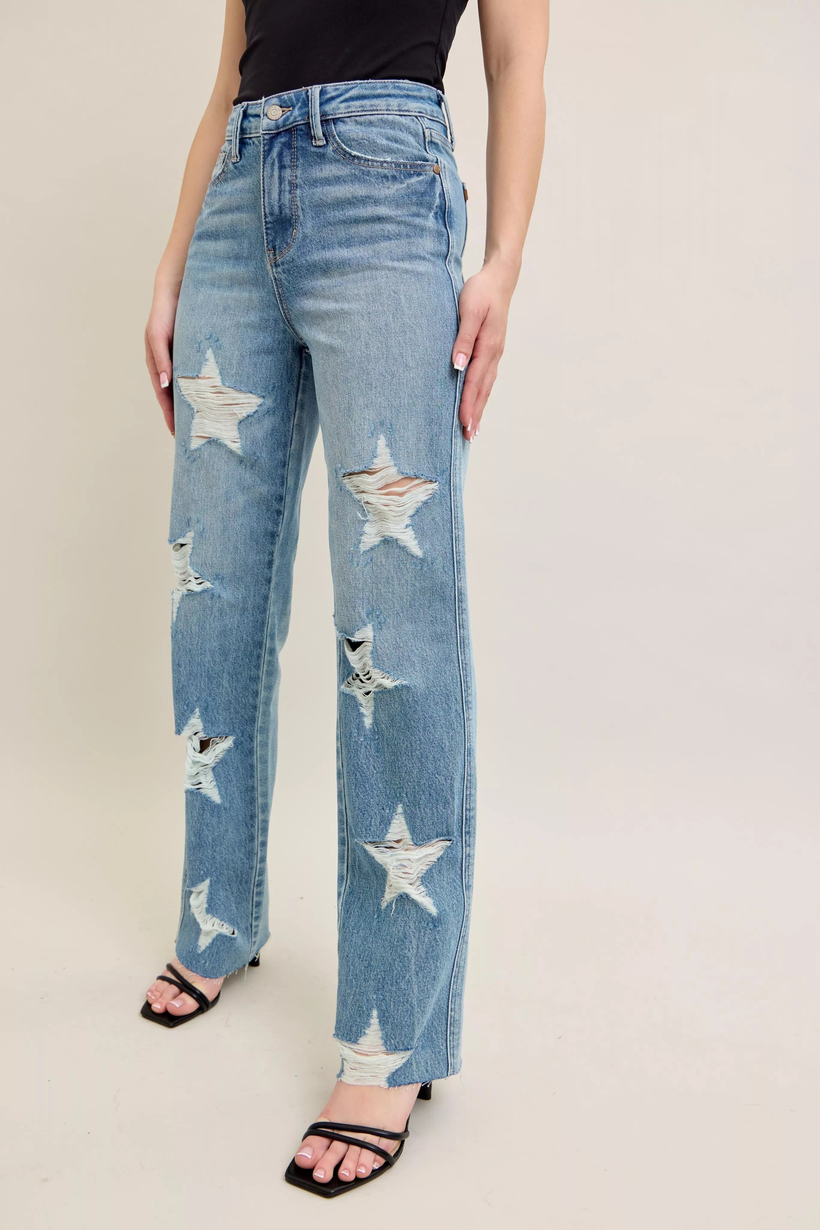 Judy Blue Judy Blue Full Size High Waist  Rigid Magic Star Shaped Destroy 90's Straight Jeans Plus Size