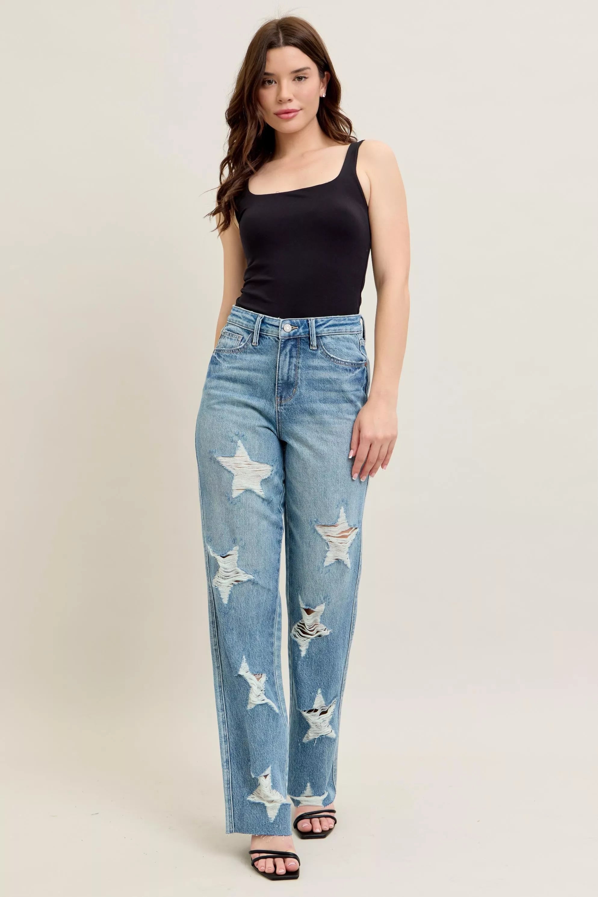 Judy Blue Judy Blue Full Size High Waist  Rigid Magic Star Shaped Destroy 90's Straight Jeans Plus Size