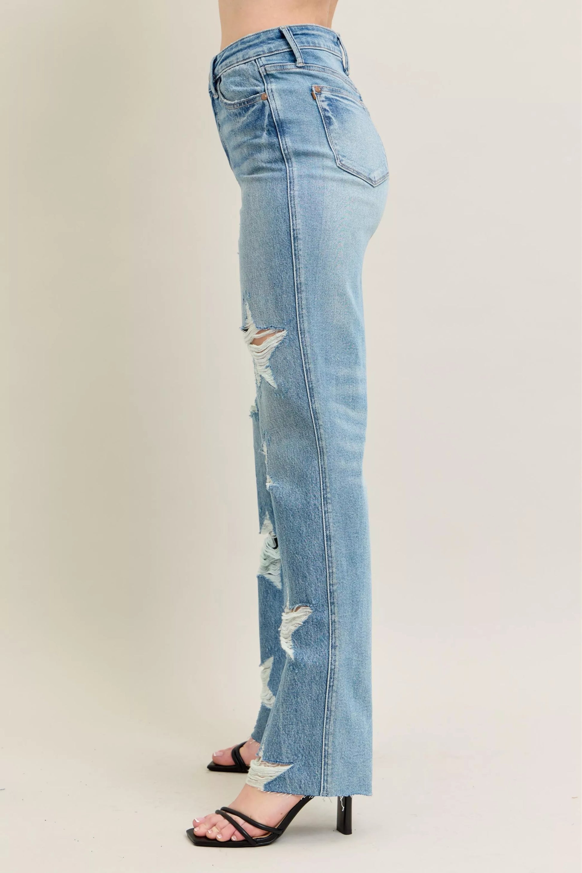 Judy Blue Judy Blue Full Size High Waist  Rigid Magic Star Shaped Destroy 90's Straight Jeans Plus Size
