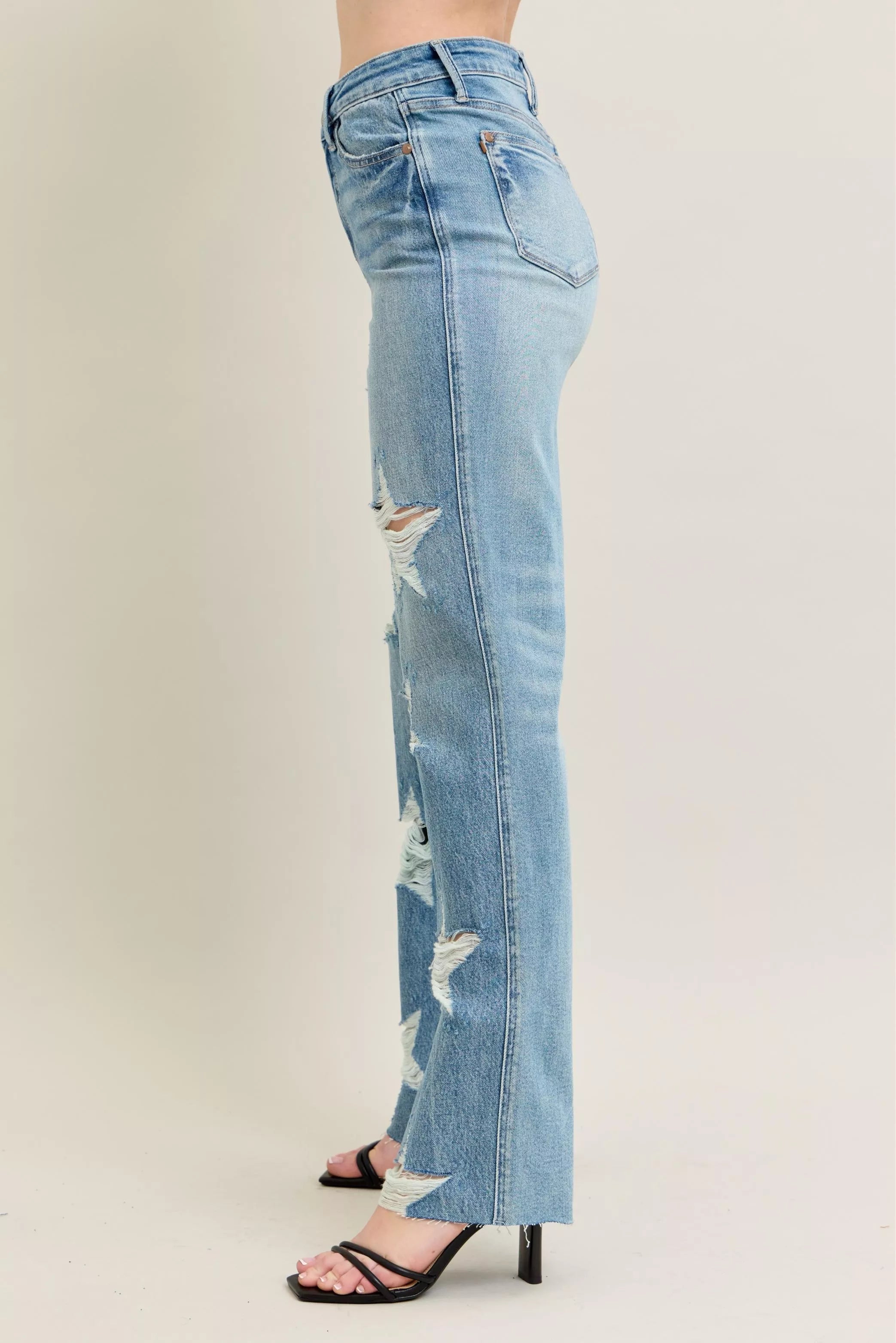 Judy Blue Judy Blue Full Size High Waist  Rigid Magic Star Shaped Destroy 90's Straight Jeans Plus Size