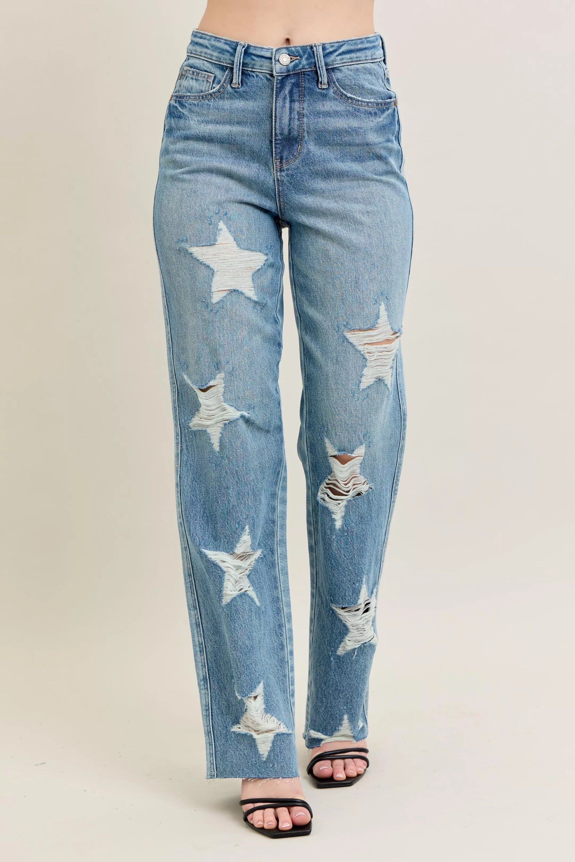Judy Blue Judy Blue Full Size High Waist  Rigid Magic Star Shaped Destroy 90's Straight Jeans Plus Size