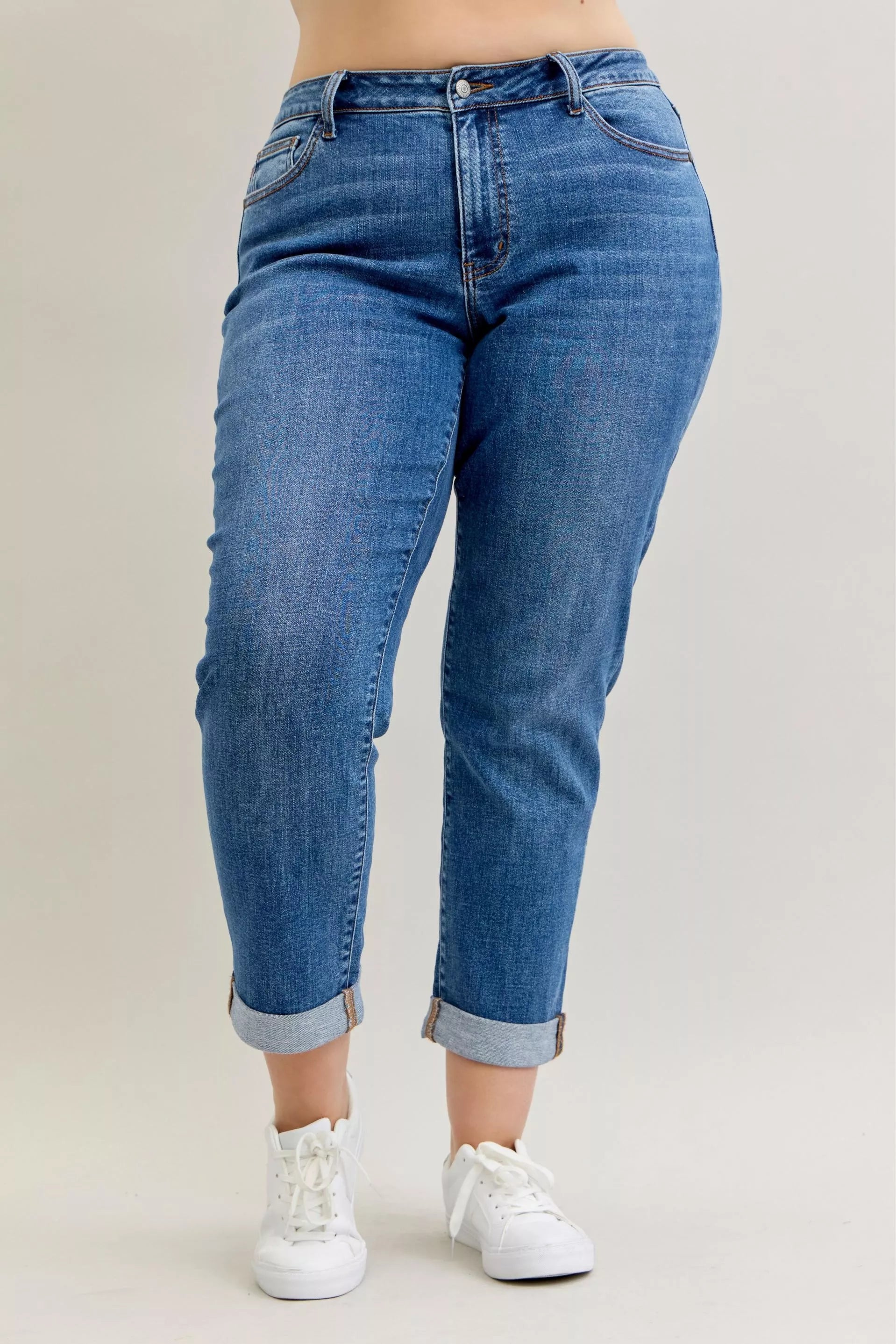 Judy Blue Judy Blue Full Size Mid Rise BF Classic Cuffed Jeans Plus Size