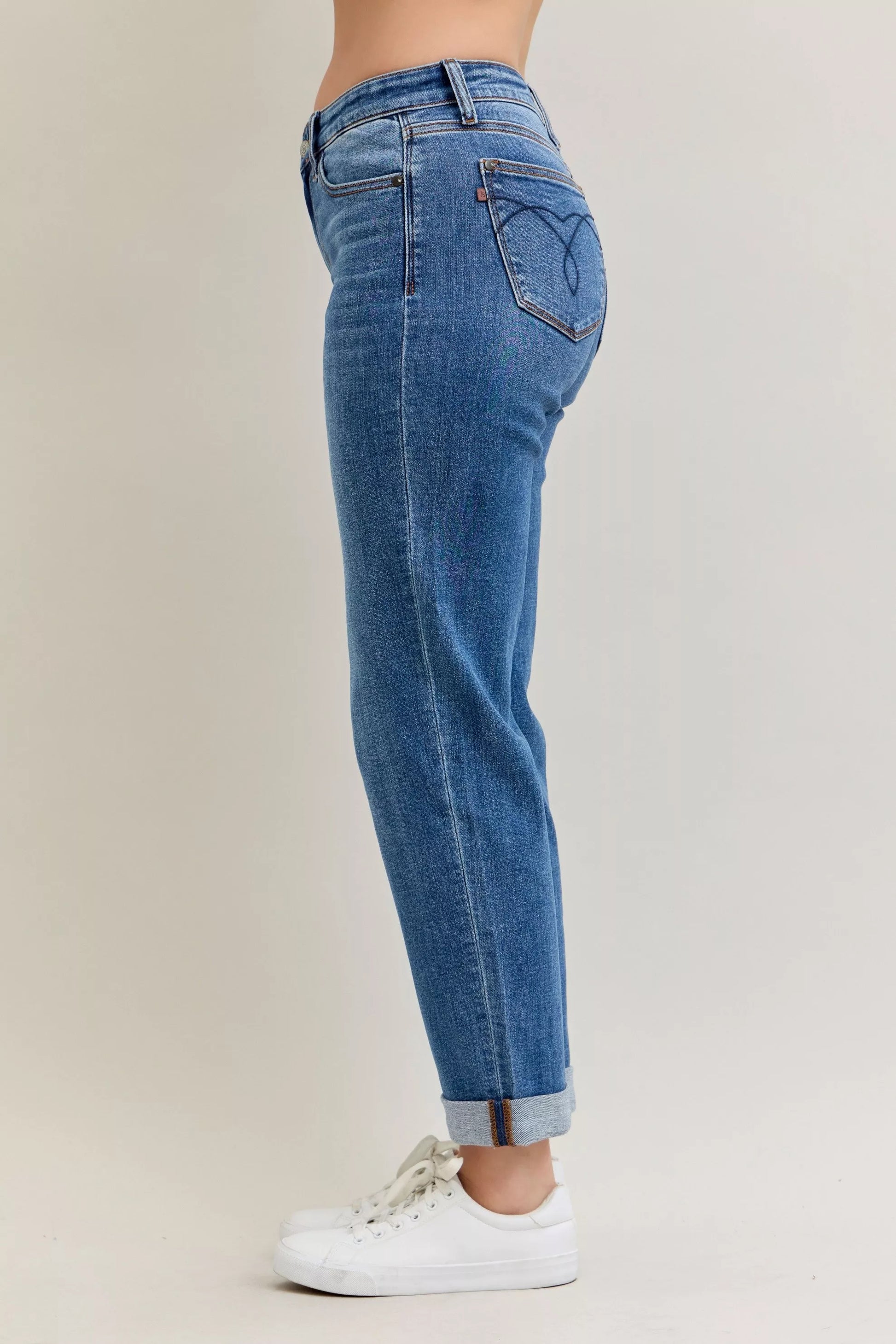 Judy Blue Judy Blue Full Size Mid Rise BF Classic Cuffed Jeans Plus Size