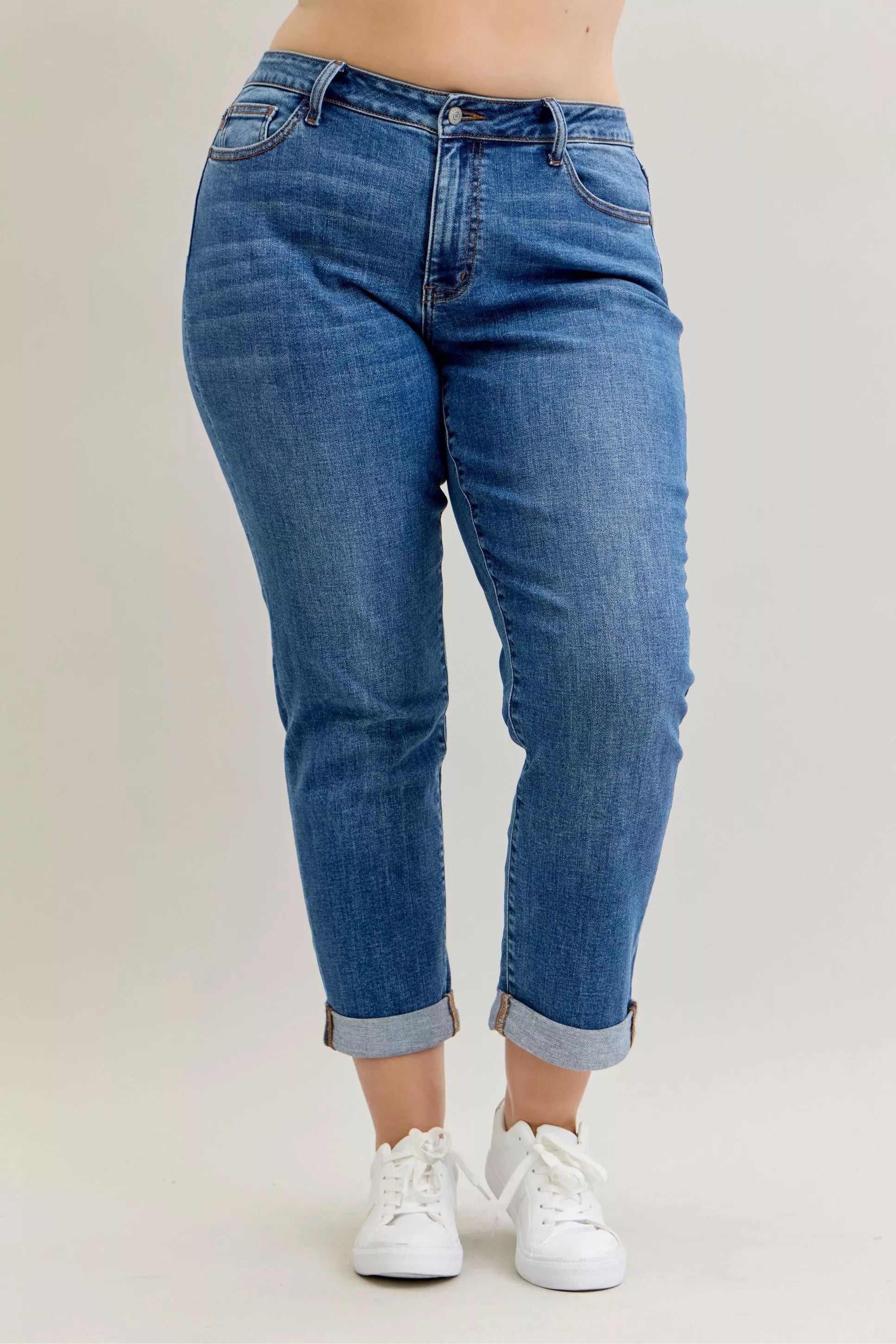 Judy Blue Judy Blue Full Size Mid Rise BF Classic Cuffed Jeans Plus Size
