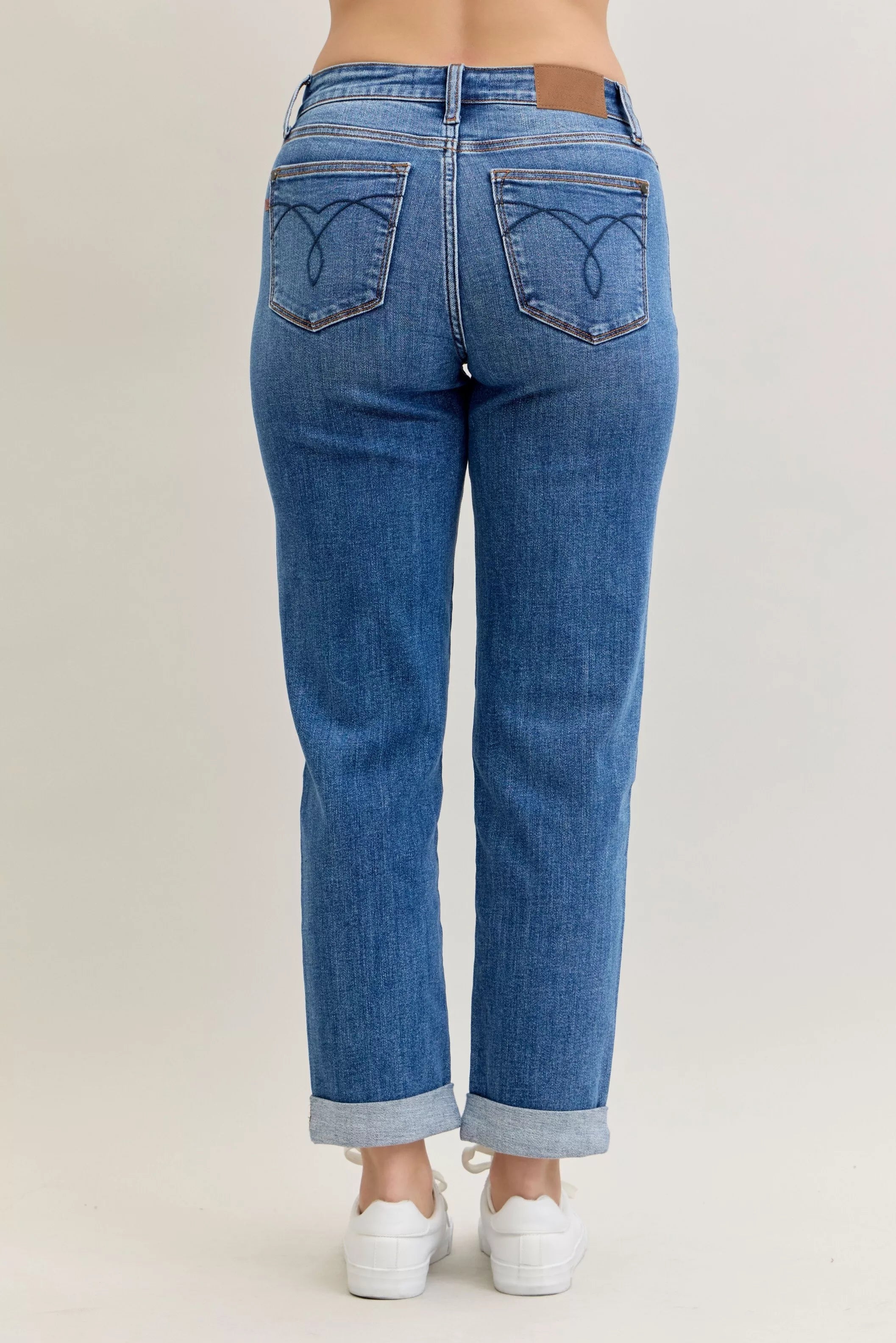 Judy Blue Judy Blue Full Size Mid Rise BF Classic Cuffed Jeans Plus Size