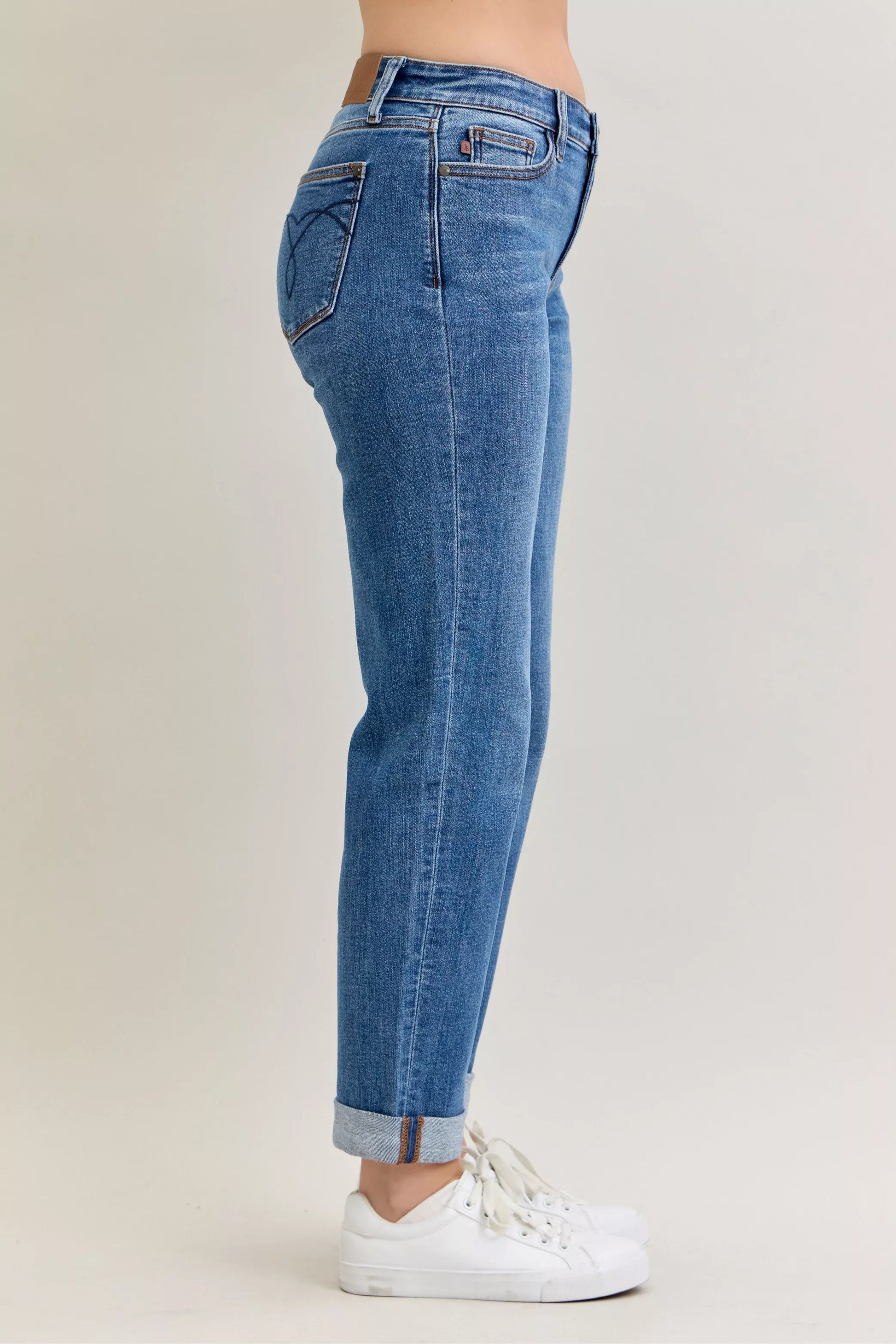 Judy Blue Judy Blue Full Size Mid Rise BF Classic Cuffed Jeans Plus Size