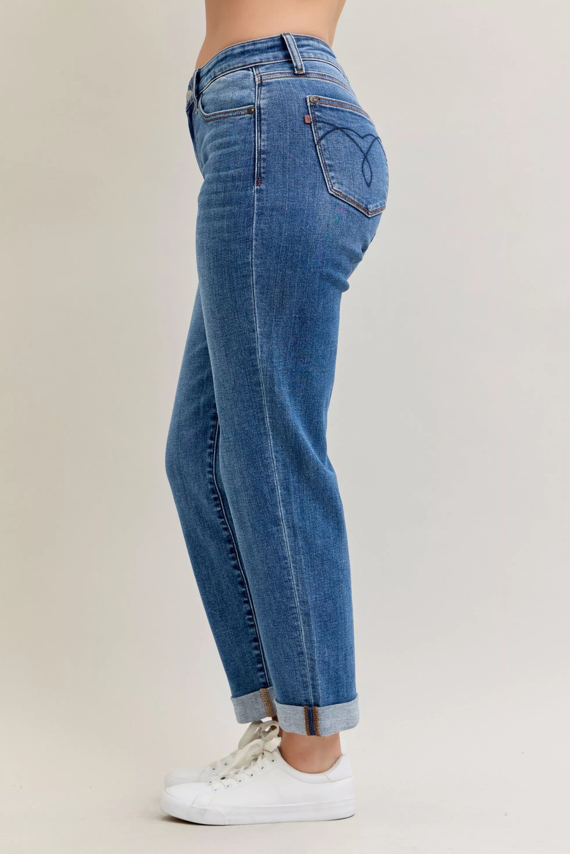 Judy Blue Judy Blue Full Size Mid Rise BF Classic Cuffed Jeans Plus Size