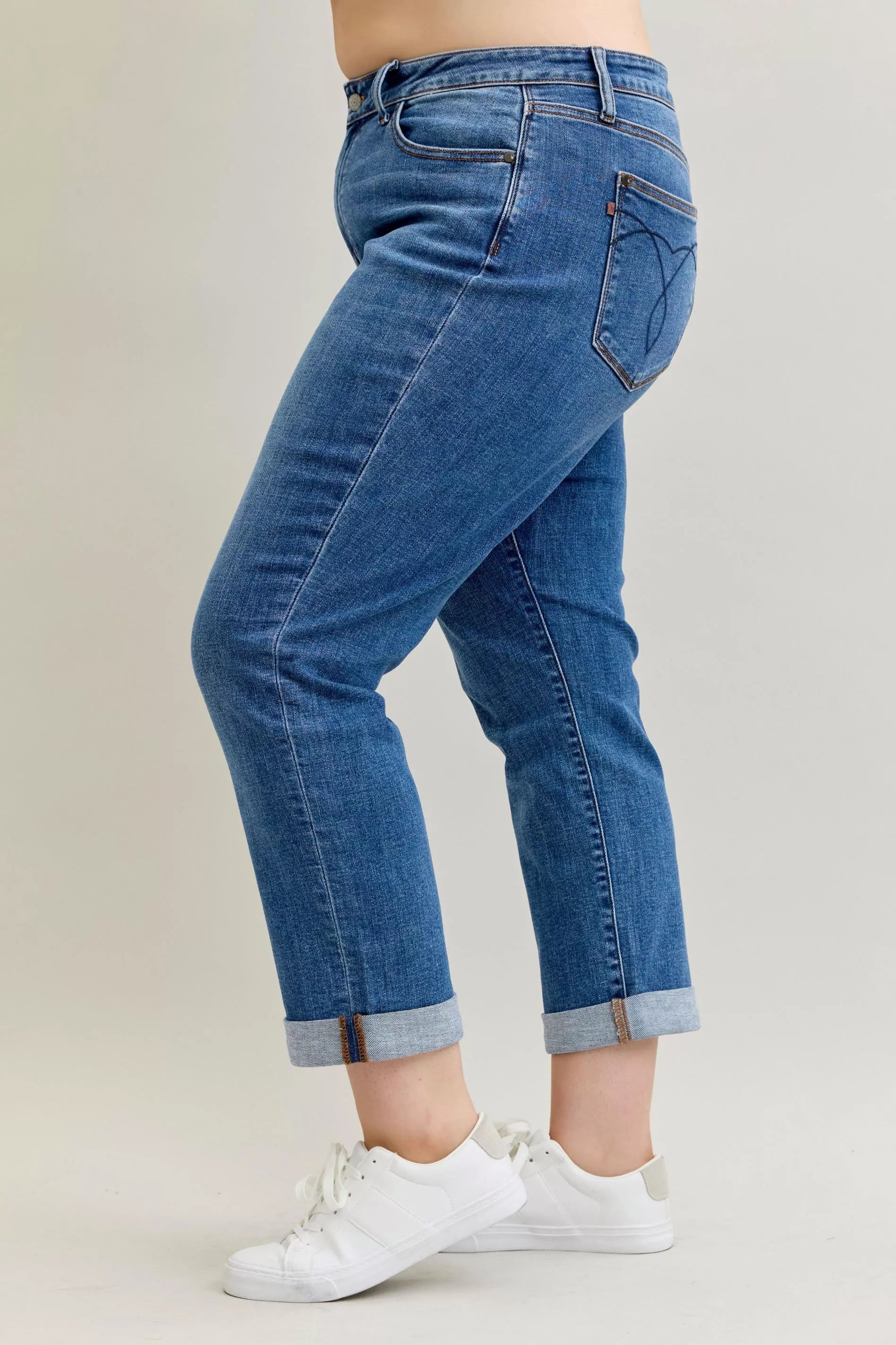 Judy Blue Judy Blue Full Size Mid Rise BF Classic Cuffed Jeans Plus Size