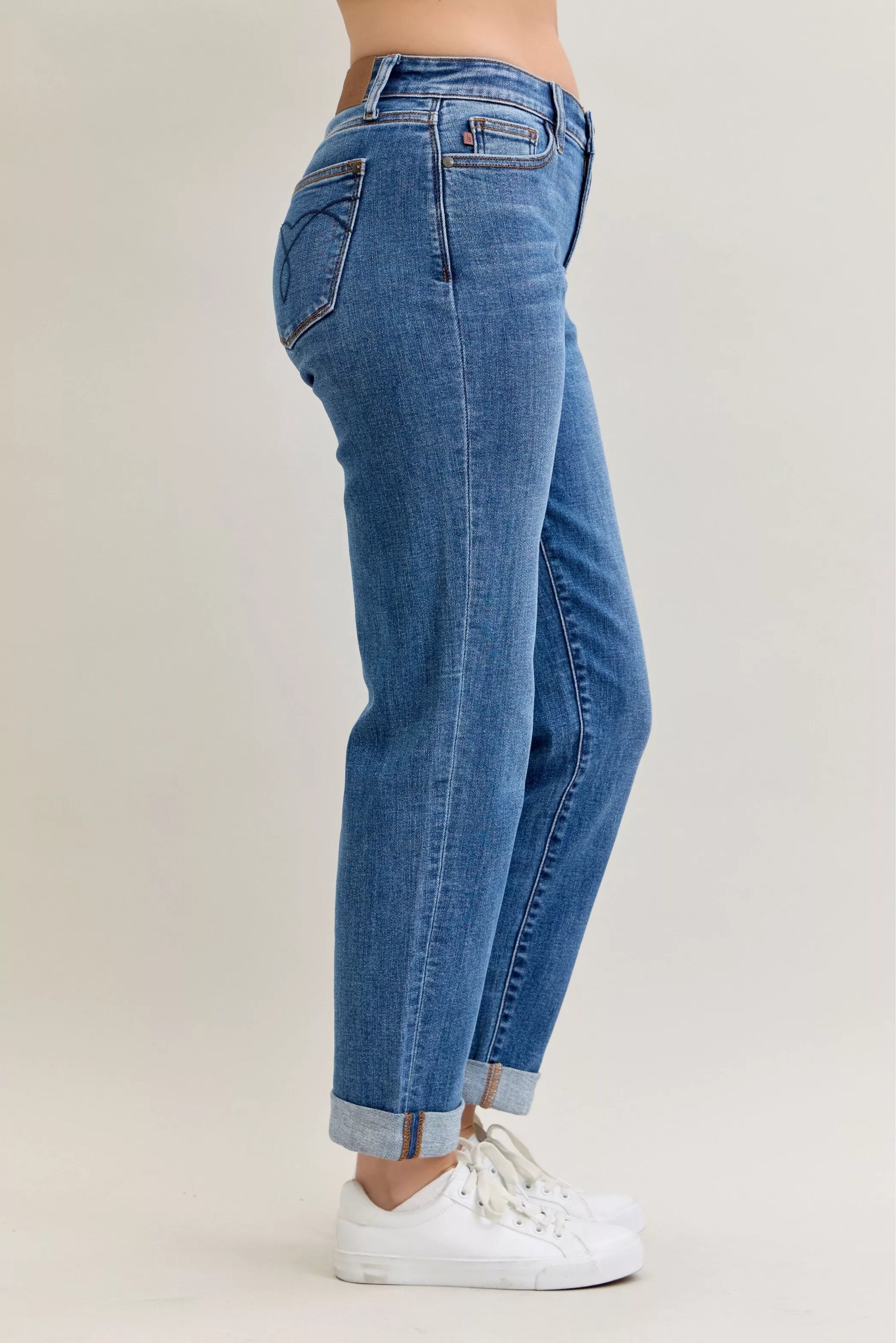 Judy Blue Judy Blue Full Size Mid Rise BF Classic Cuffed Jeans Plus Size