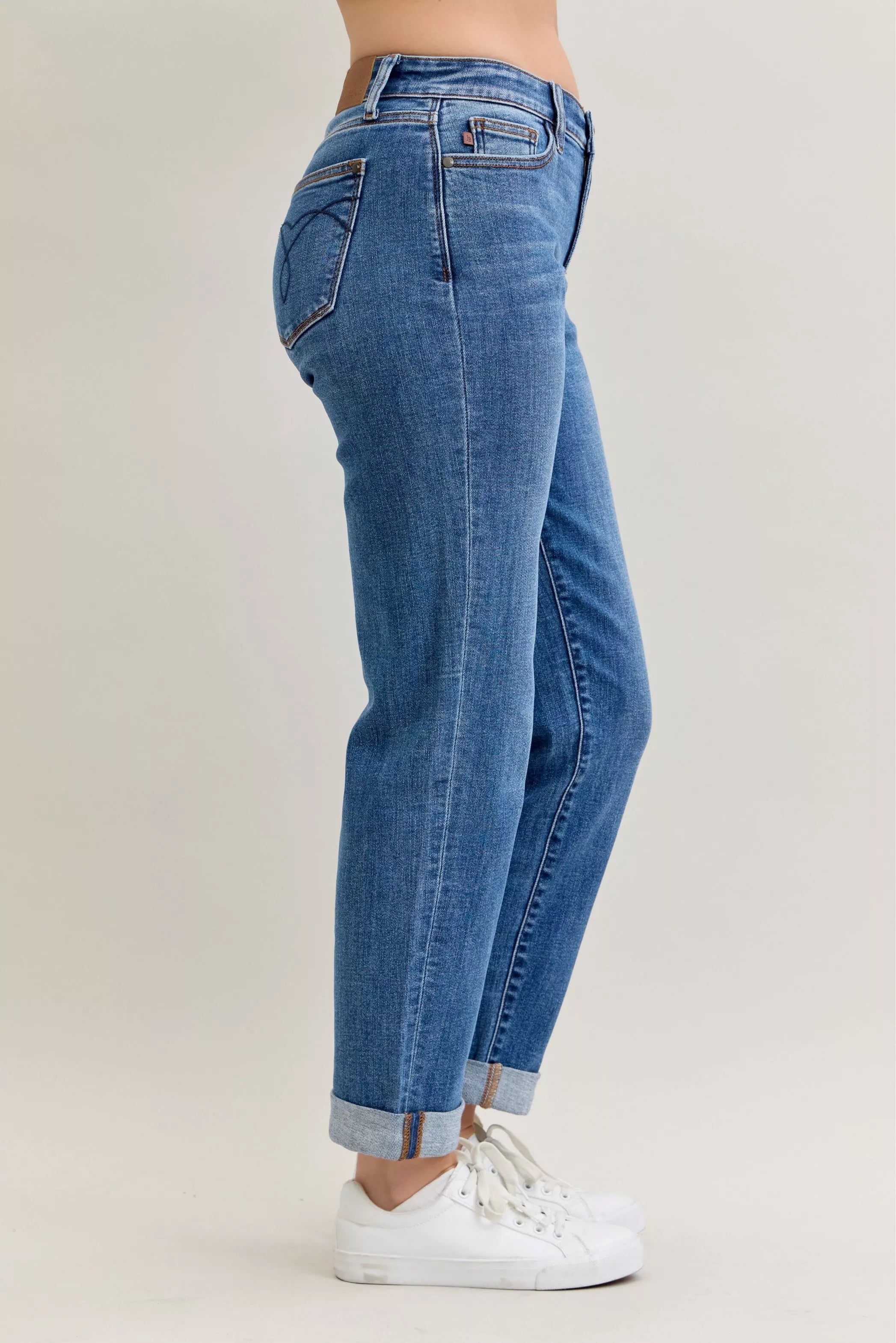 Judy Blue Judy Blue Full Size Mid Rise BF Classic Cuffed Jeans Plus Size