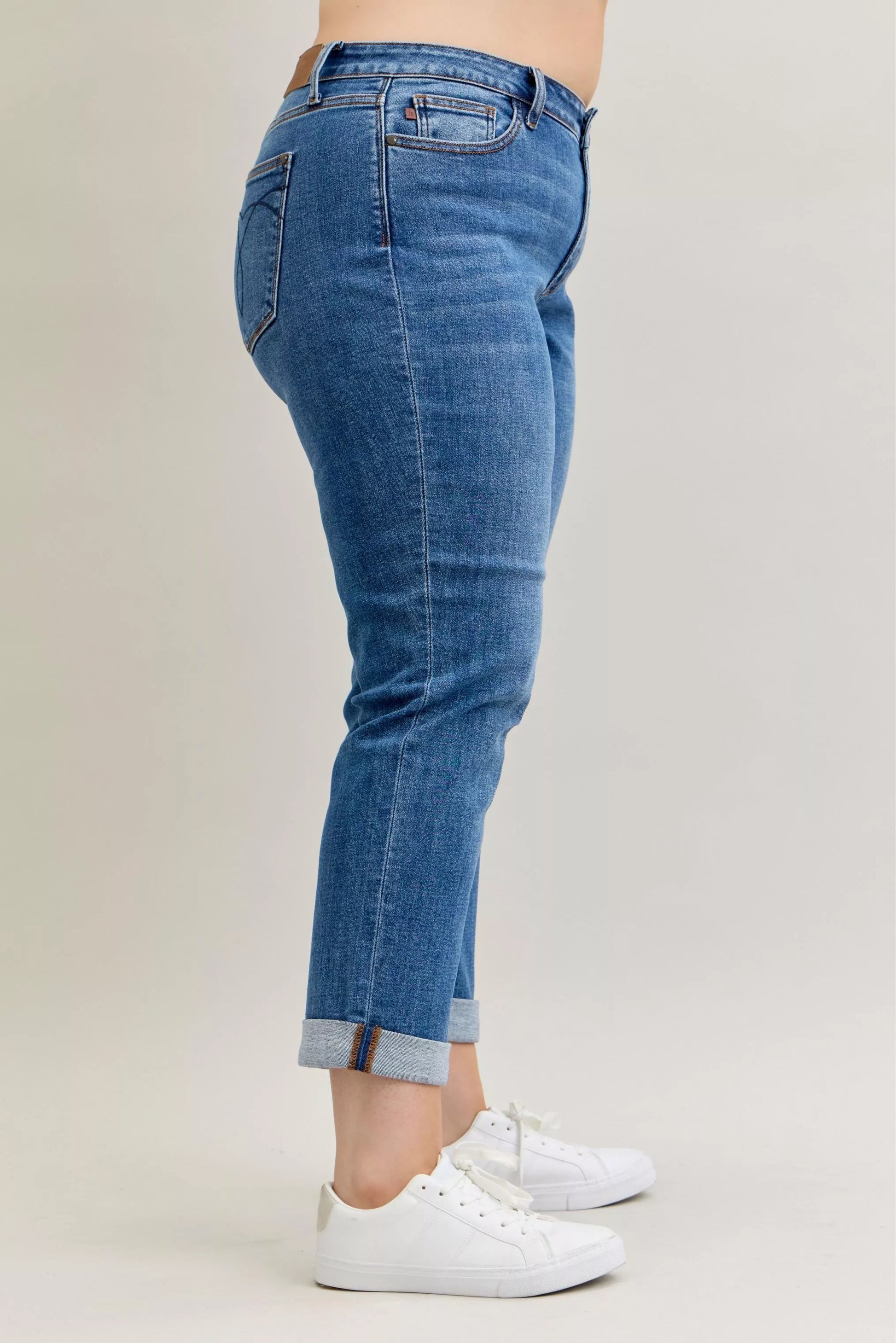 Judy Blue Judy Blue Full Size Mid Rise BF Classic Cuffed Jeans Plus Size