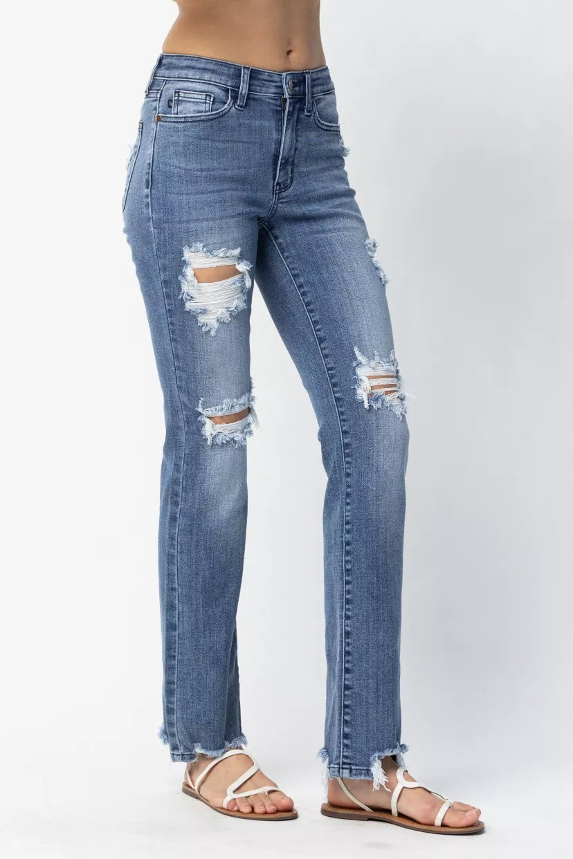Judy Blue Judy Blue Full Size Mid Rise Destroy Straight Jeans Plus Size