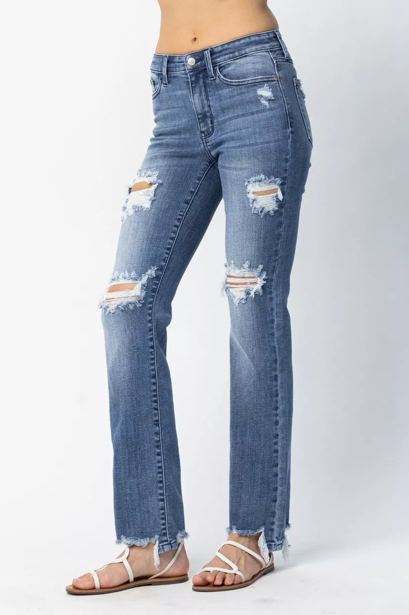 Judy Blue Judy Blue Full Size Mid Rise Destroy Straight Jeans Plus Size
