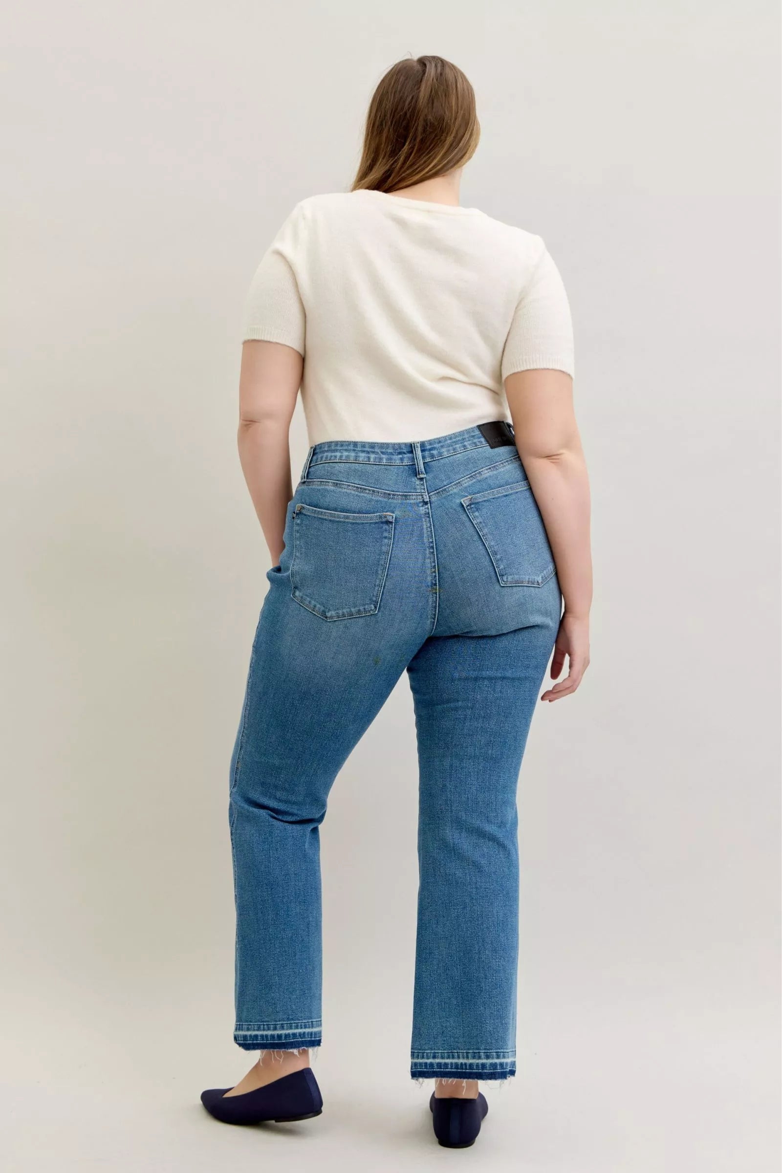 Judy Blue Judy Blue Full Size Mid Rise Slim Bootcut Tummy Control Release Hem Jeans Plus Size