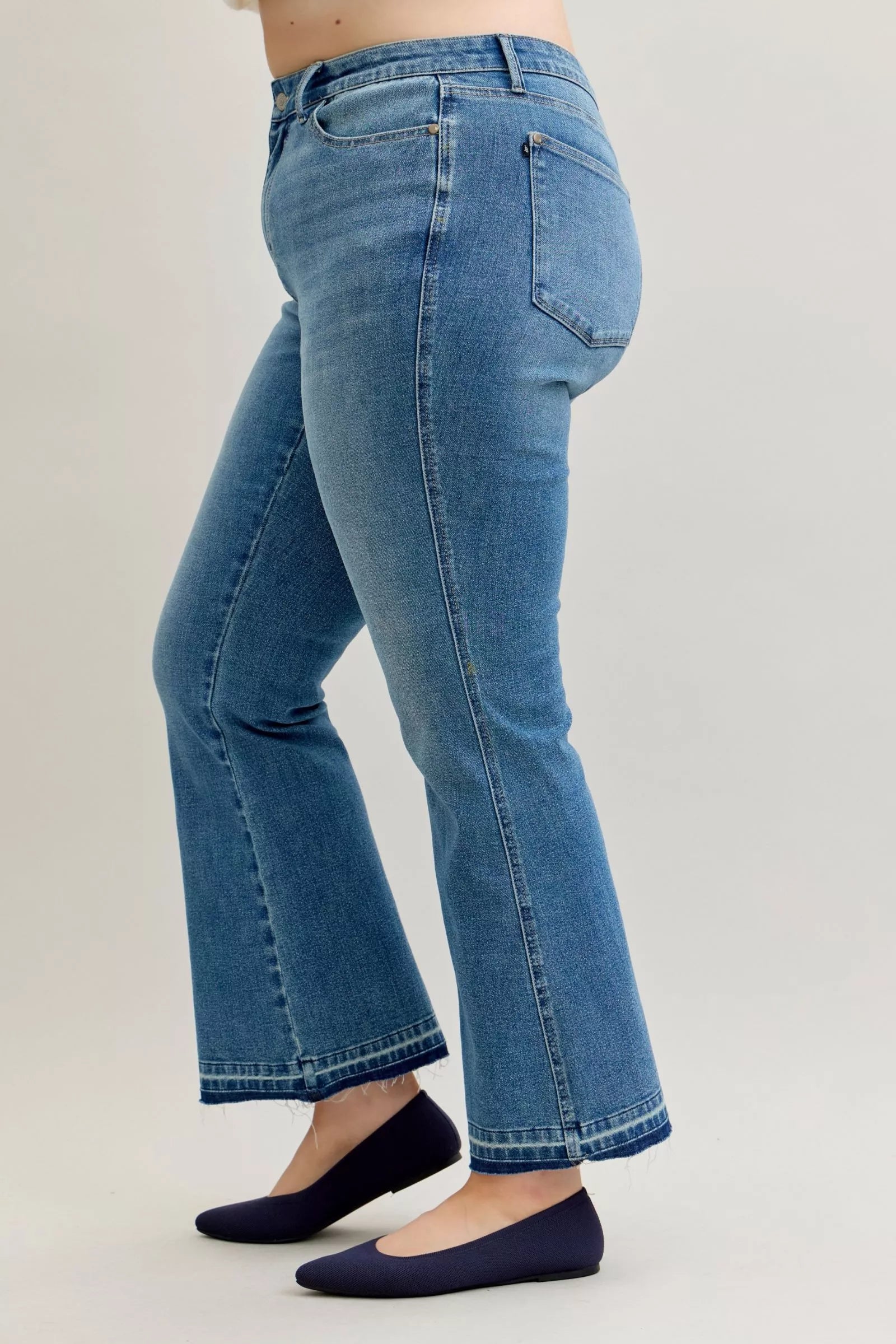 Judy Blue Judy Blue Full Size Mid Rise Slim Bootcut Tummy Control Release Hem Jeans Plus Size
