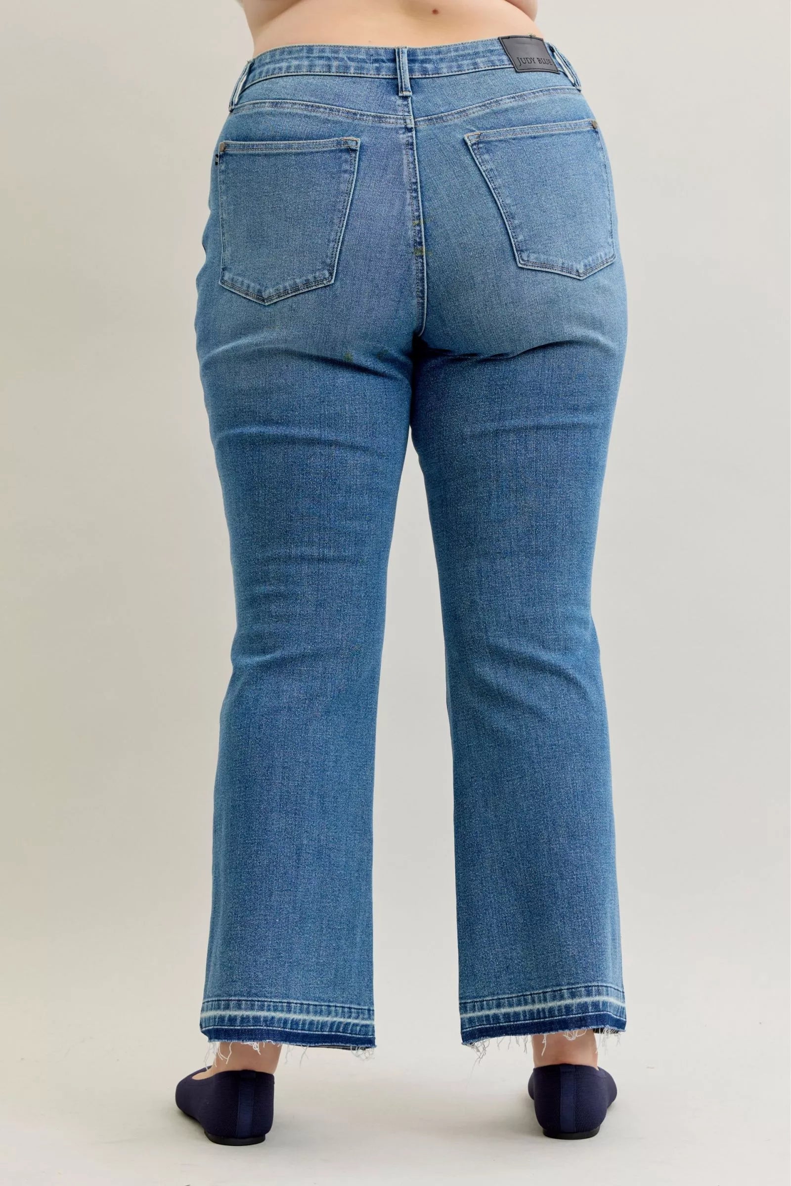 Judy Blue Judy Blue Full Size Mid Rise Slim Bootcut Tummy Control Release Hem Jeans Plus Size