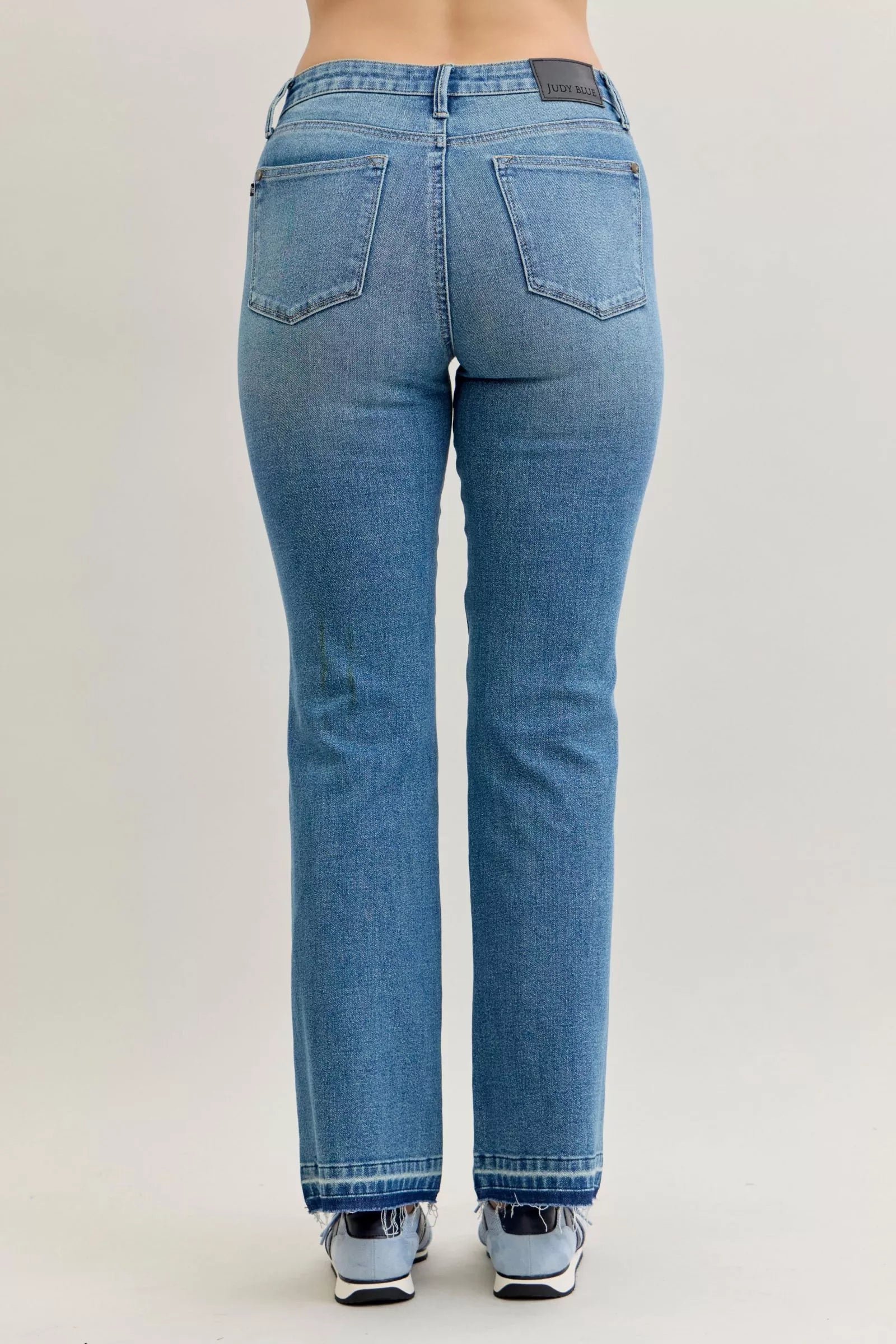 Judy Blue Judy Blue Full Size Mid Rise Slim Bootcut Tummy Control Release Hem Jeans Plus Size