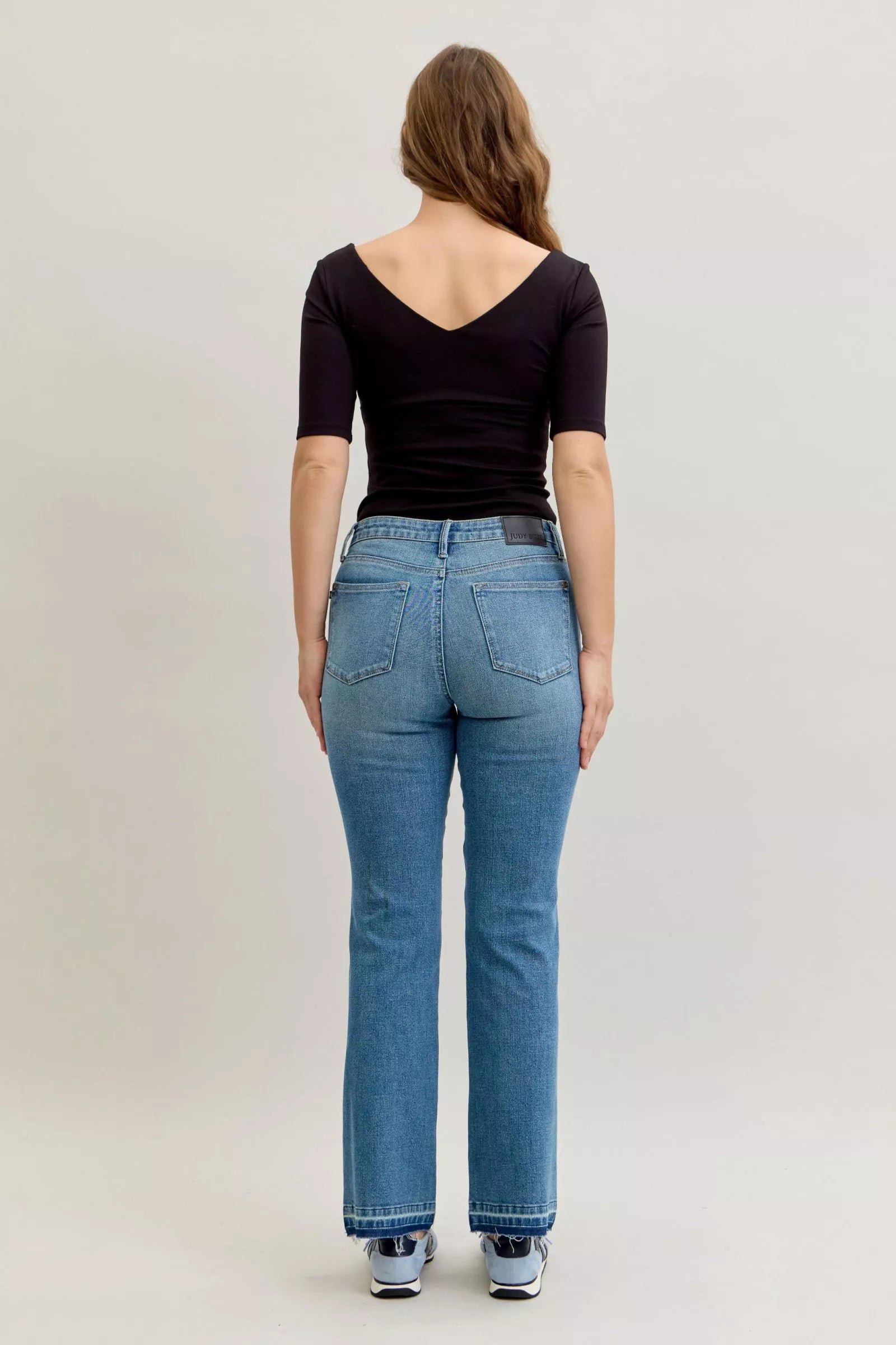 Judy Blue Judy Blue Full Size Mid Rise Slim Bootcut Tummy Control Release Hem Jeans Plus Size