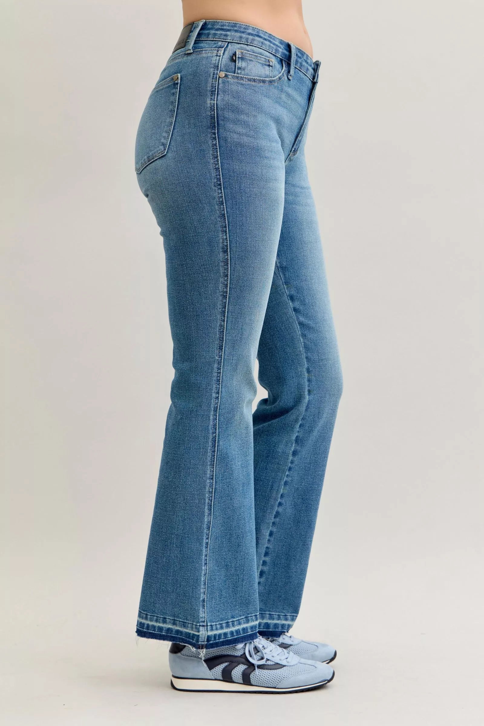 Judy Blue Judy Blue Full Size Mid Rise Slim Bootcut Tummy Control Release Hem Jeans Plus Size