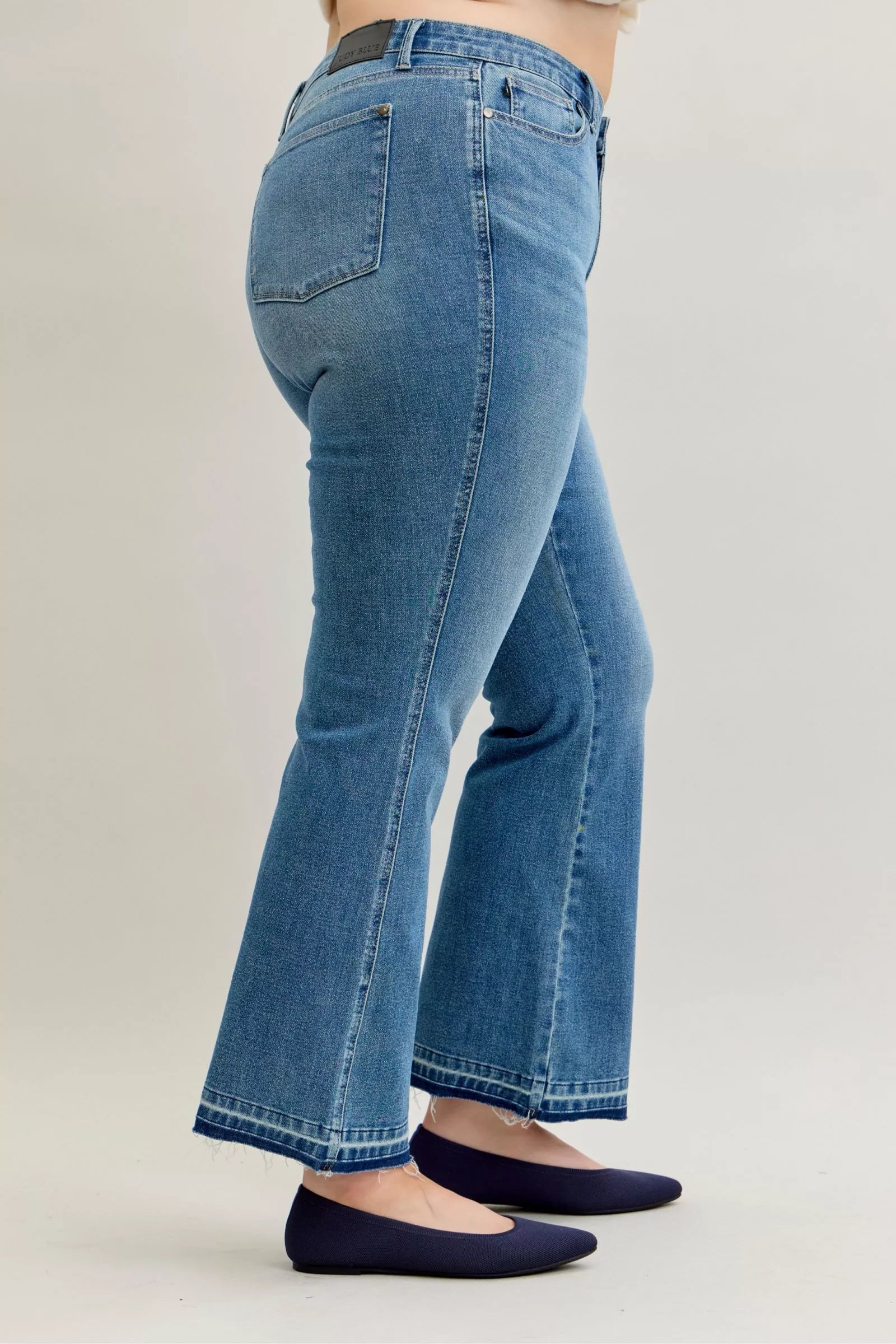 Judy Blue Judy Blue Full Size Mid Rise Slim Bootcut Tummy Control Release Hem Jeans Plus Size