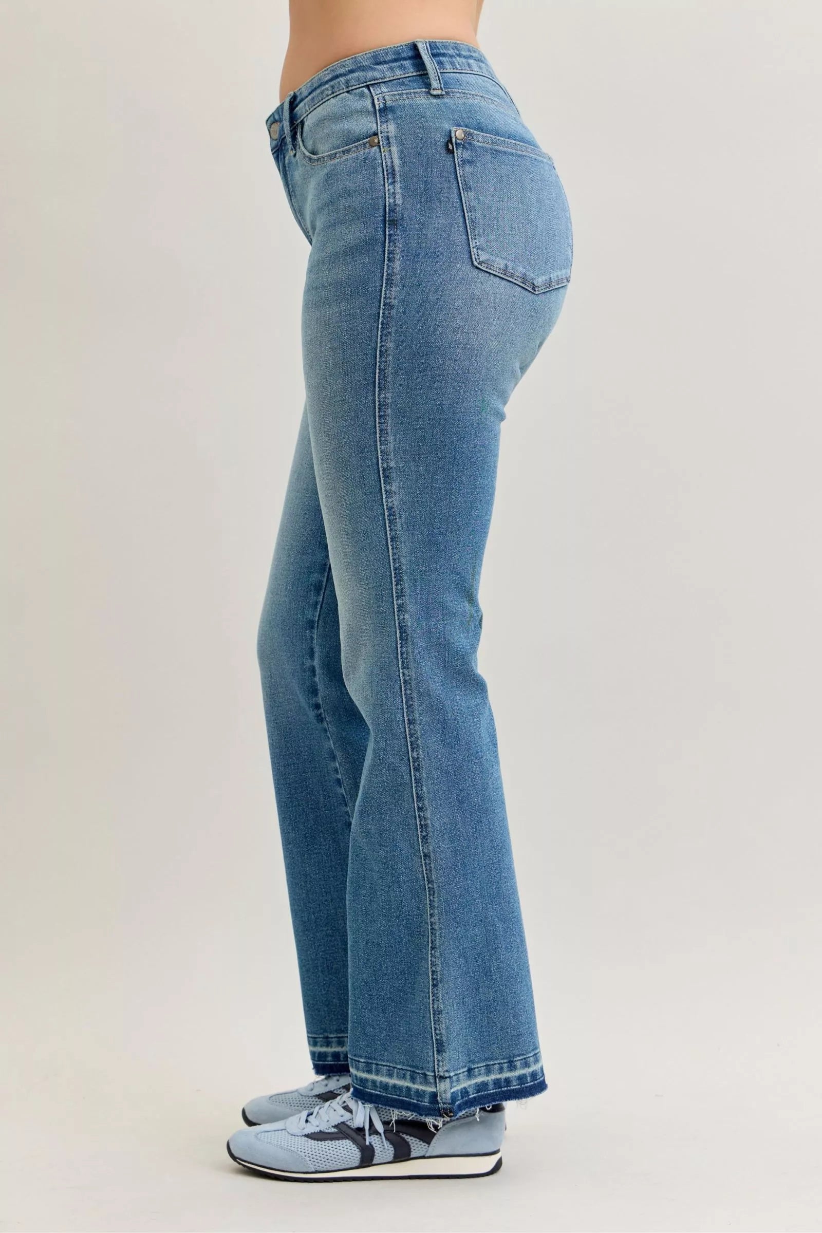Judy Blue Judy Blue Full Size Mid Rise Slim Bootcut Tummy Control Release Hem Jeans Plus Size