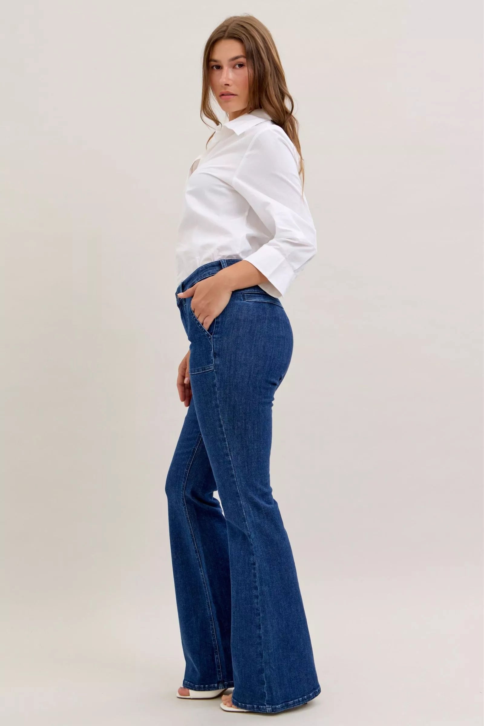 Judy Blue Judy Blue High Waist Flare Jeans with Front Patch Pockets