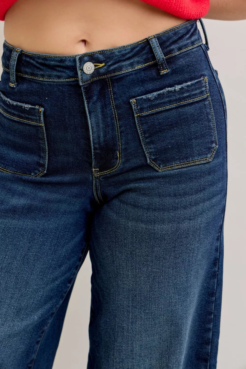 Judy Blue Judy Blue High Waist Palazzo Jeans with Front Patch Pockets