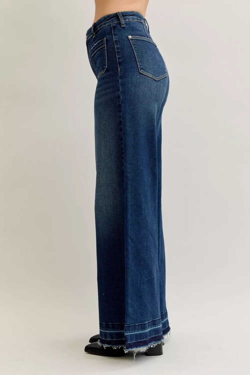 Judy Blue Judy Blue High Waist Palazzo Jeans with Front Patch Pockets