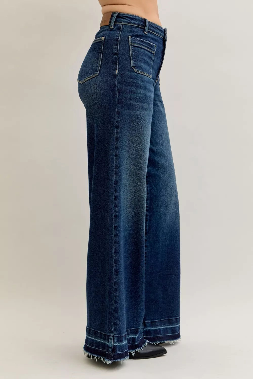 Judy Blue Judy Blue High Waist Palazzo Jeans with Front Patch Pockets