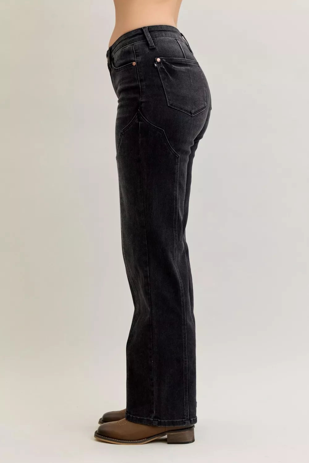 Judy Blue Judy Blue Mid Rise Straight Western Seam Detail Jeans