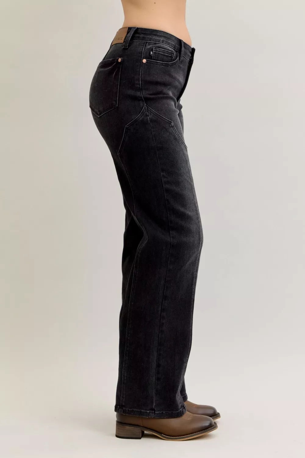 Judy Blue Judy Blue Mid Rise Straight Western Seam Detail Jeans