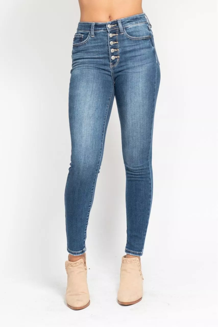 Judy Blue MD / 0(24) Judy Blue Full Size High Rise Button Fly Skinny Jeans Plus Size