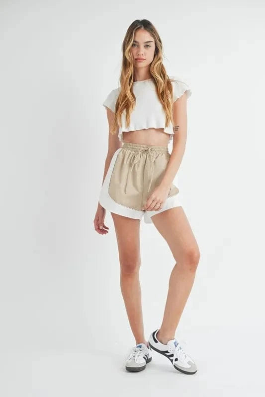 MABLE MABLE Drawstring Waist Contrast Trim Detail Shorts