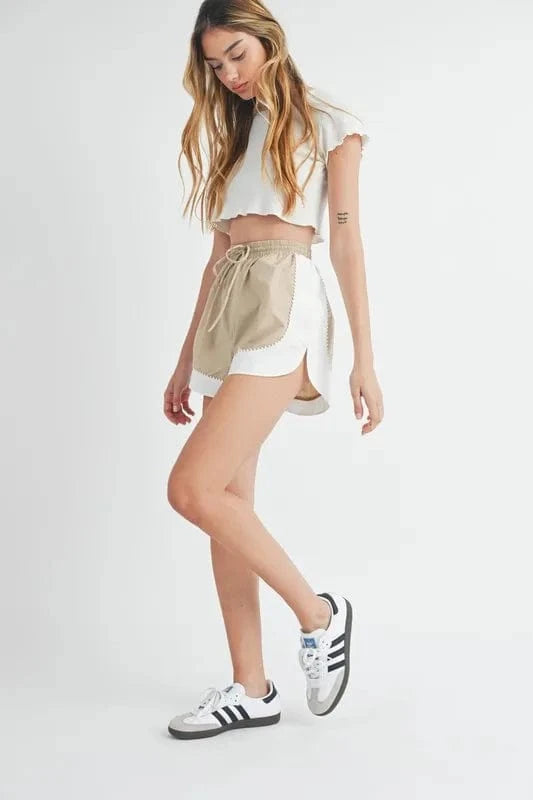 MABLE MABLE Drawstring Waist Contrast Trim Detail Shorts