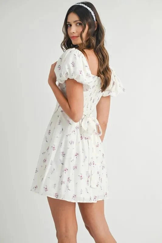 MABLE Mini Dresses MABLE Floral Print Puff Sleeve Mini Dress