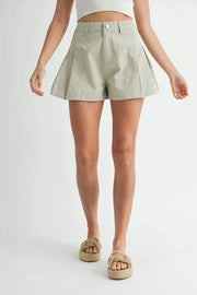 MABLE Sage / S MABLE Pleated High Waist Twill Shorts