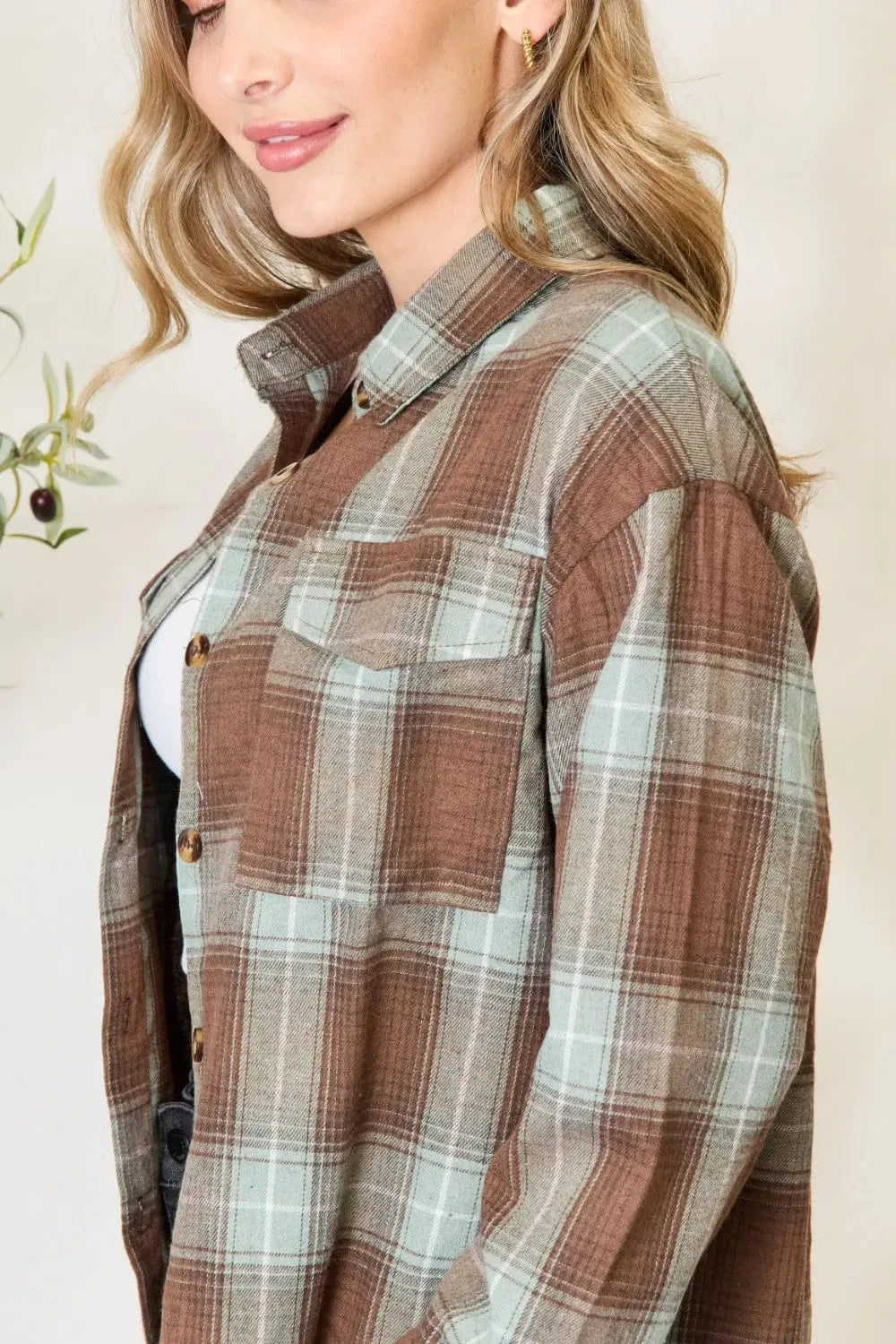 Mandy Dresses Mandy Plaid Dropped Shoulder Shirt