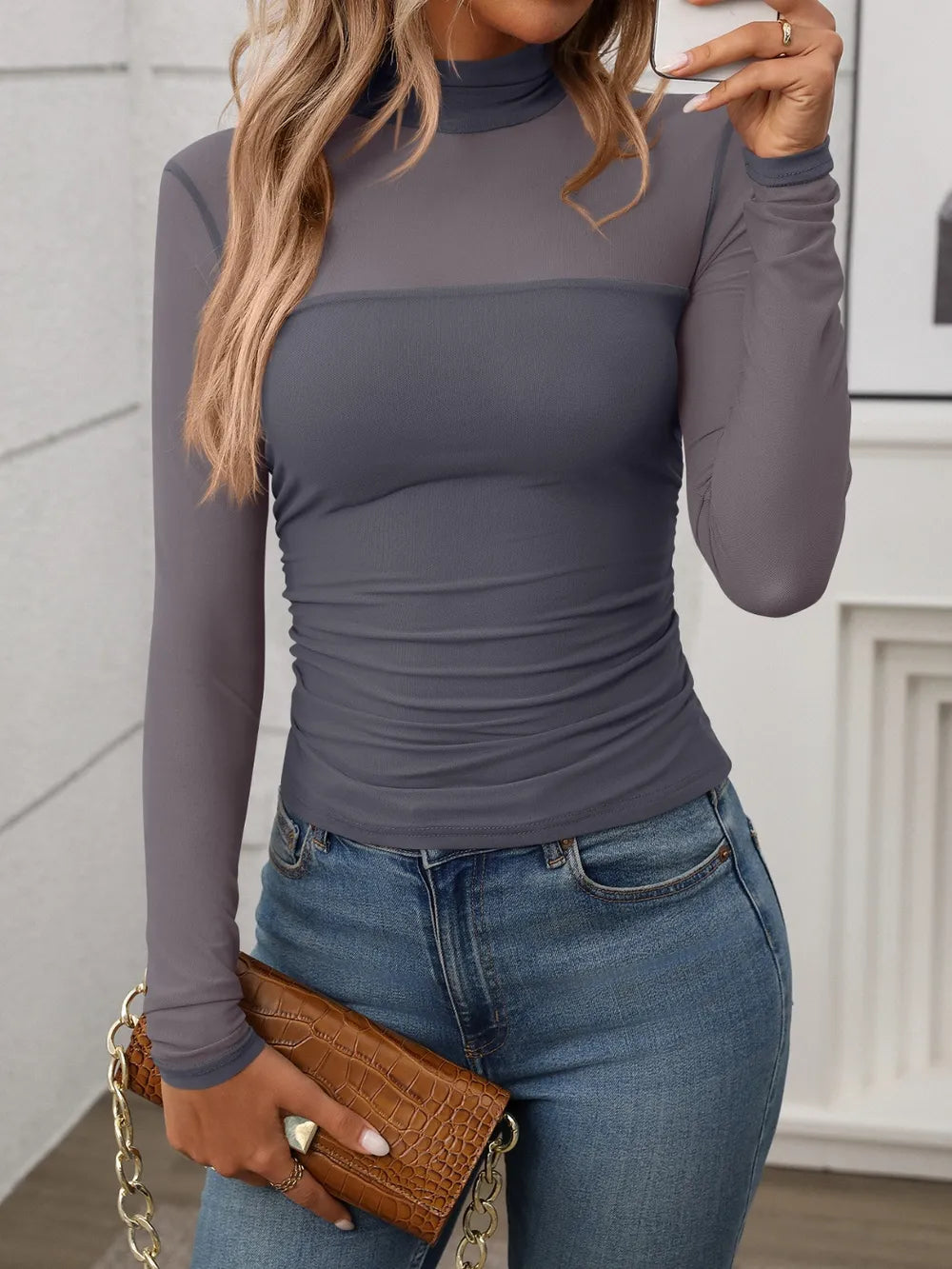 Mandy Mock Neck Long Sleeve Top